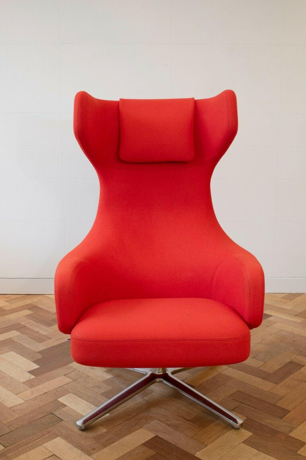 Mid-Century Modern Pair of Vitra Grand Repos Red Lounge Chair by Antonio Citterio