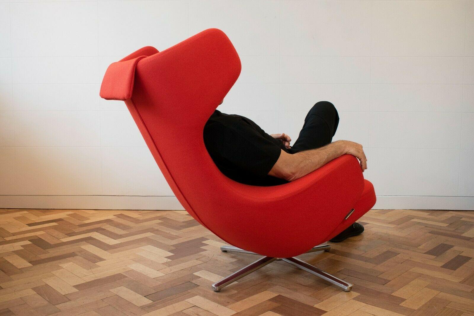 Italian Pair of Vitra Grand Repos Red Lounge Chair by Antonio Citterio