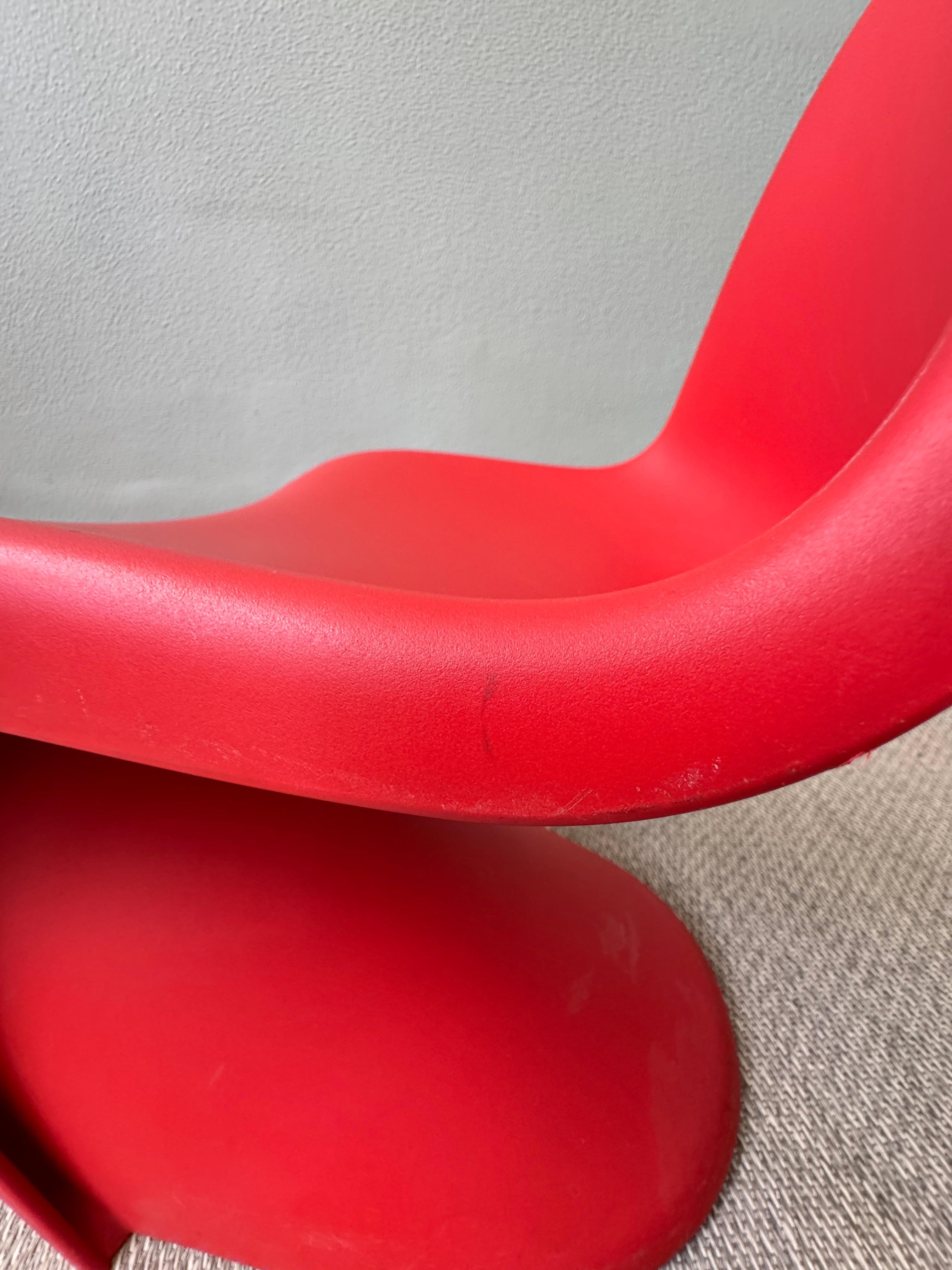 Coppia di sedie Vitra Verner Panton S Junior in plastica rossa e arancione, design anni '60 in vendita 6