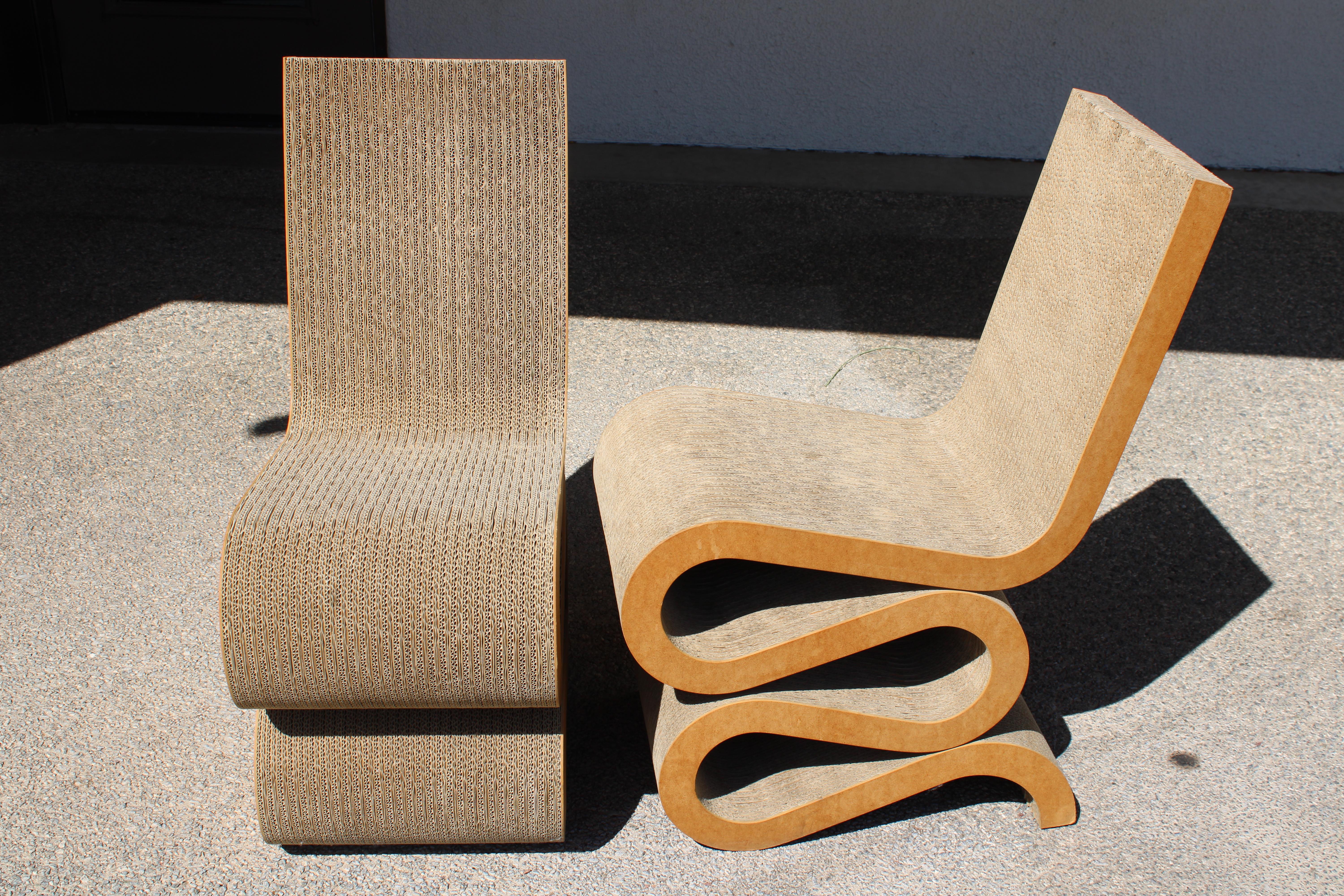 Mid-Century Modern Pair of Vitra Wiggle Chairs Designed by Frank Gehry