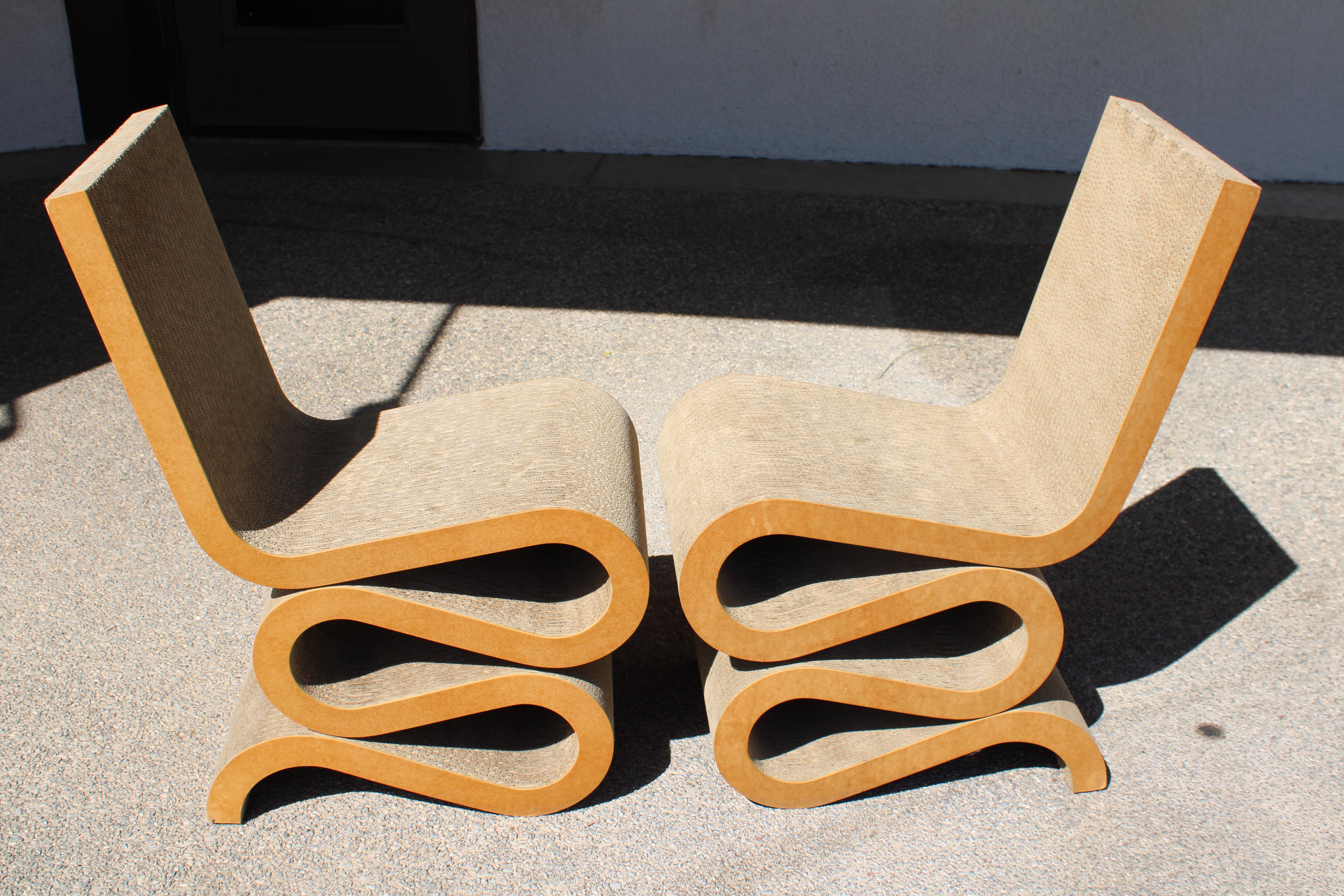 Swiss Pair of Vitra Wiggle Chairs Designed by Frank Gehry