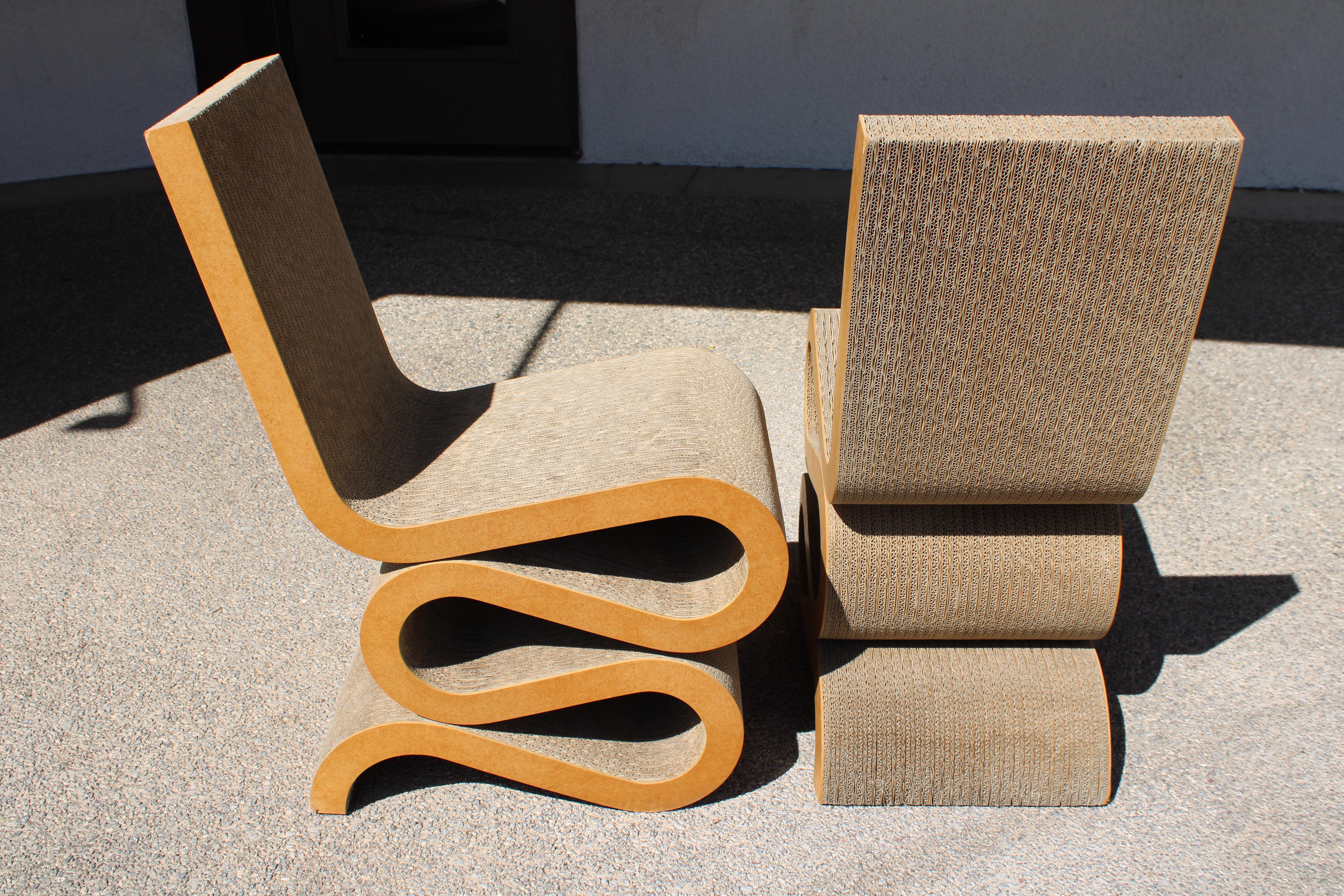 Pair of Vitra Wiggle Chairs Designed by Frank Gehry In Good Condition In Palm Springs, CA