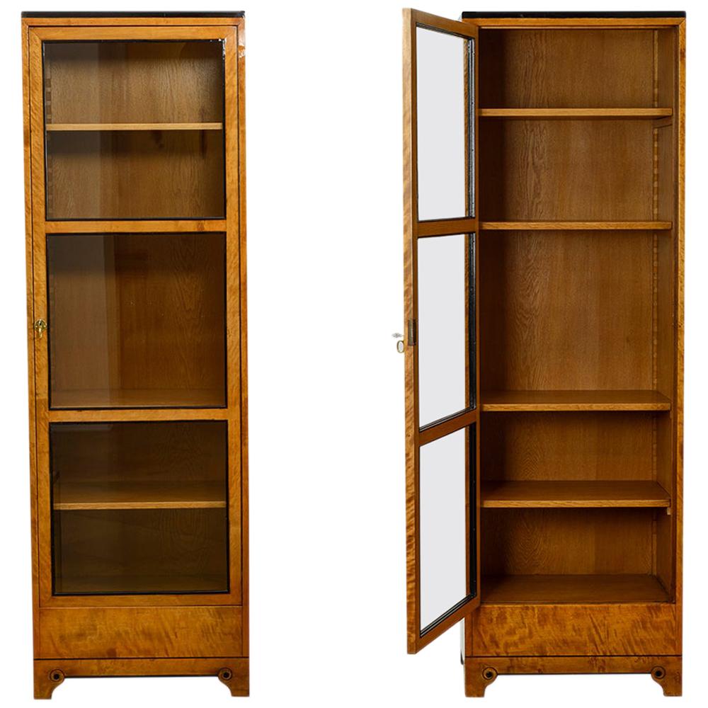 Pair of Vitrines Bruno Paul Austrian Jugendstil Birch and Pearwood, circa 1907 For Sale