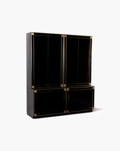 Paire de Vitrines en laque noire de Pierre Cardin pour Roche Bobois, vers 1980