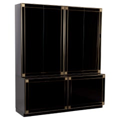 Pair of Vitrines for Roche Bobois in Black Lacquer by Pierre Cardin, circa 1980