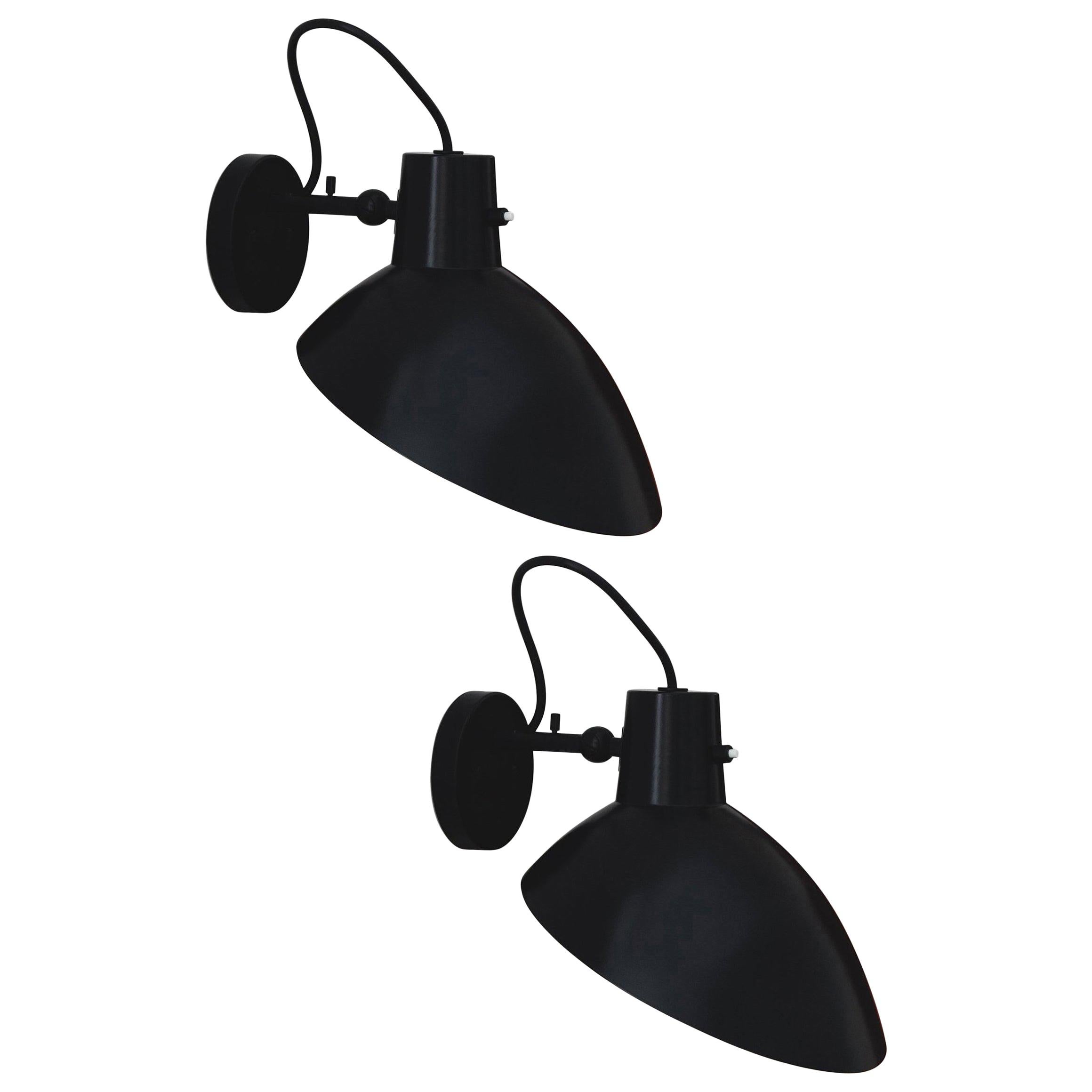 Pair of Vittoriano Viganò 'VV Cinquanta' Sconces in Black with Switch for Astep For Sale
