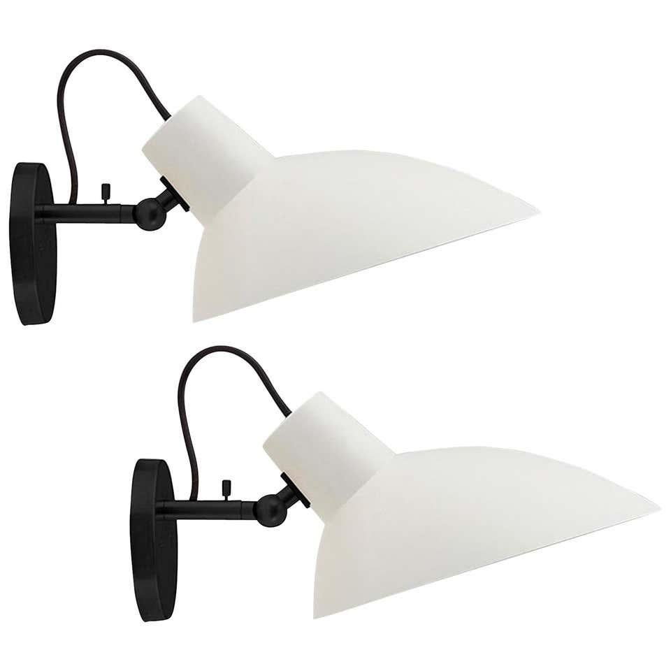 Steel Pair of Vittoriano Viganò 'VV Cinquanta' Sconces in White and Black for Astep For Sale