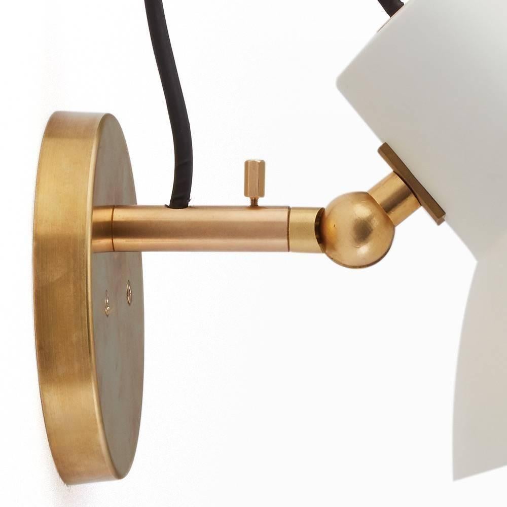 Spun Pair of Vittoriano Viganò 'VV Cinquanta' Sconces in White and Brass for AStep For Sale