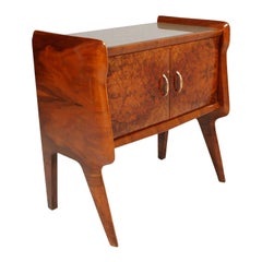 Pair of Vittorio Dassi Attributed Italian Nightstands, Gold Colored Glass Top