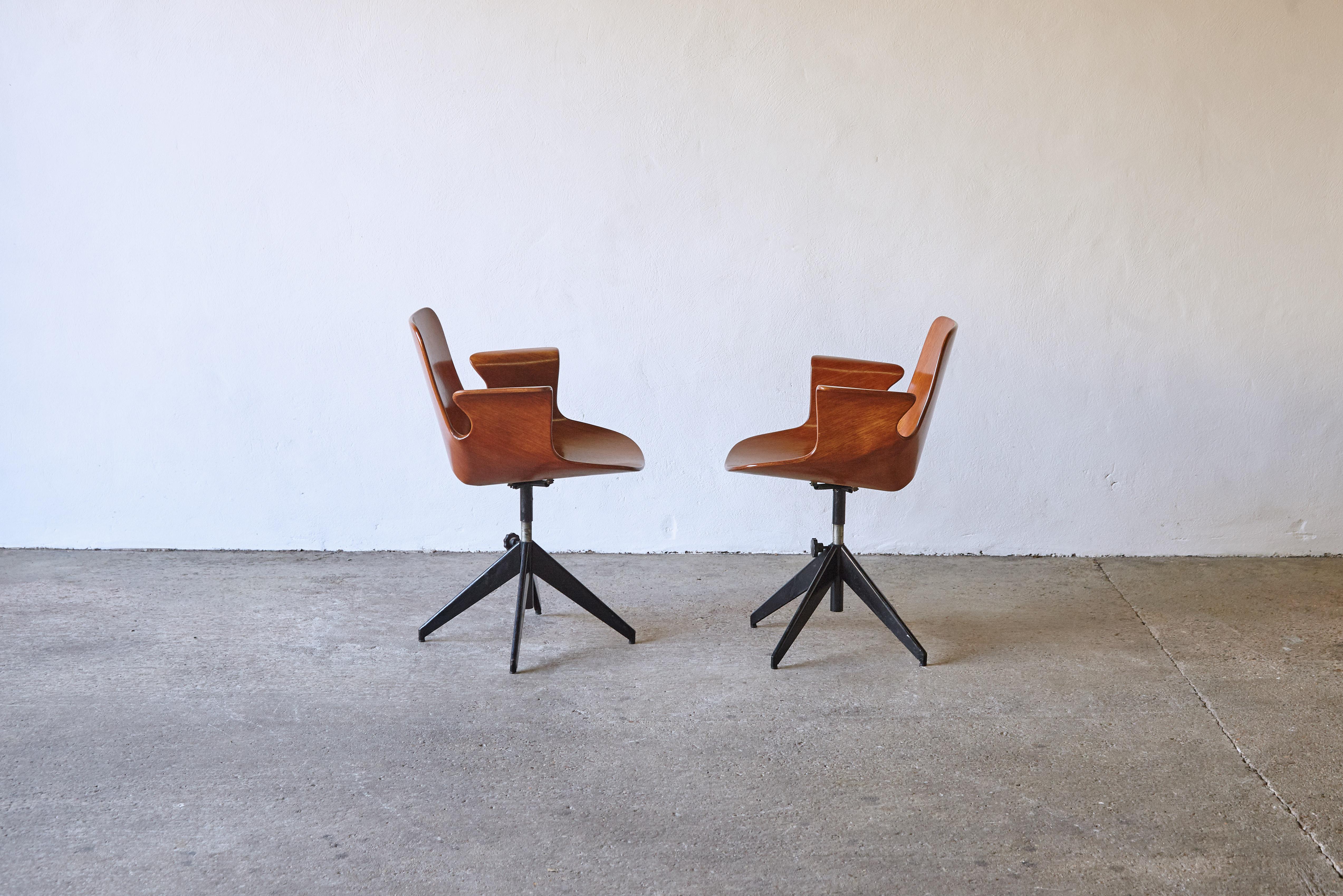 Mid-Century Modern Vittorio Nobili for Fratelli Tagliabue Medea Desk Chairs, Italy, 1950s For Sale