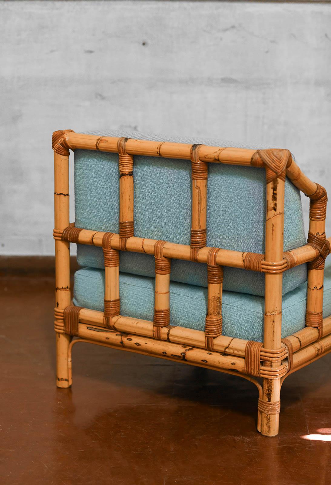 Tissu Paire de fauteuils Vivai Del Sud en rotin, Italie 1970 en vente