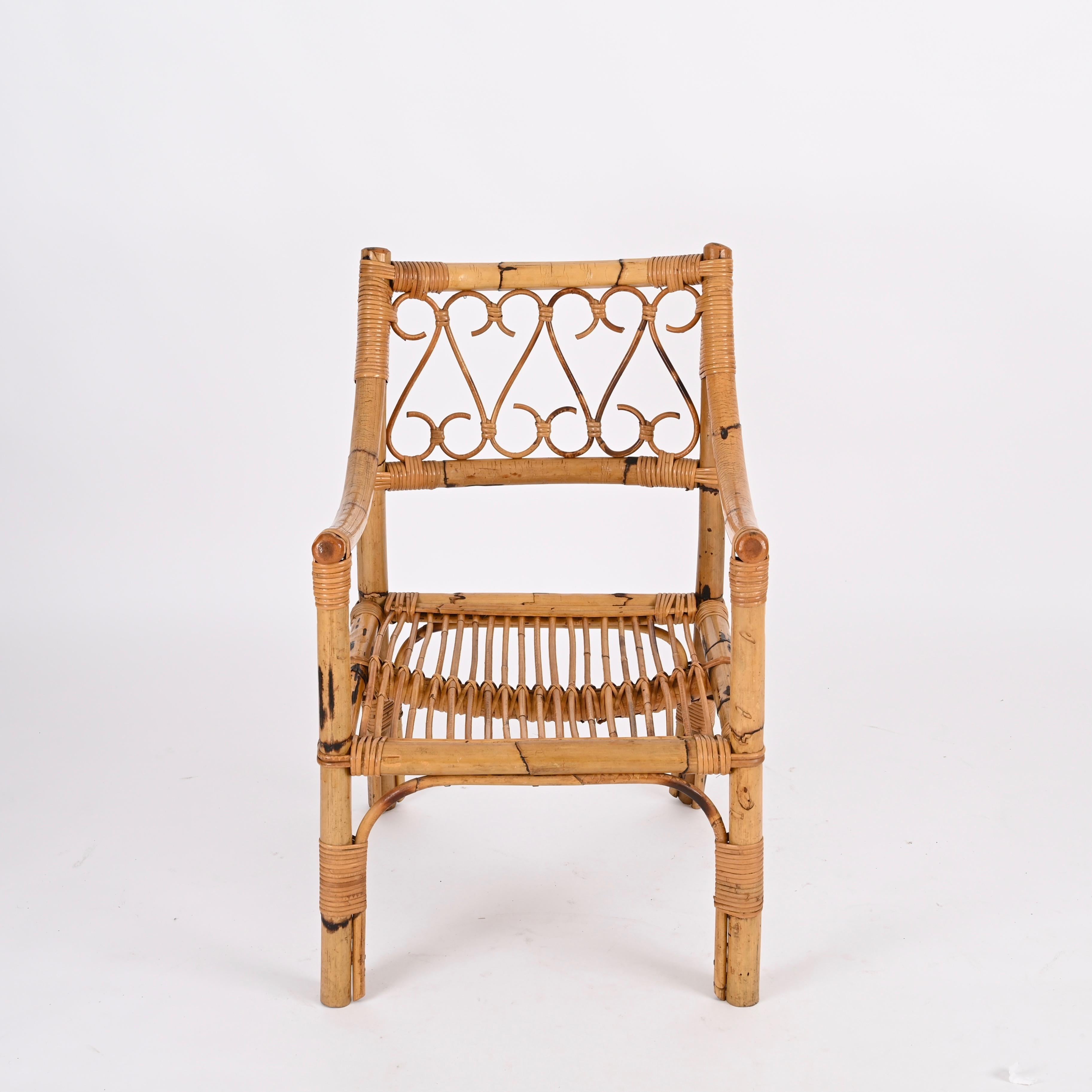 Pair of Vivai del Sud Mid-Century Armchairs in Bamboo and Rattan, Italy 1970s For Sale 2