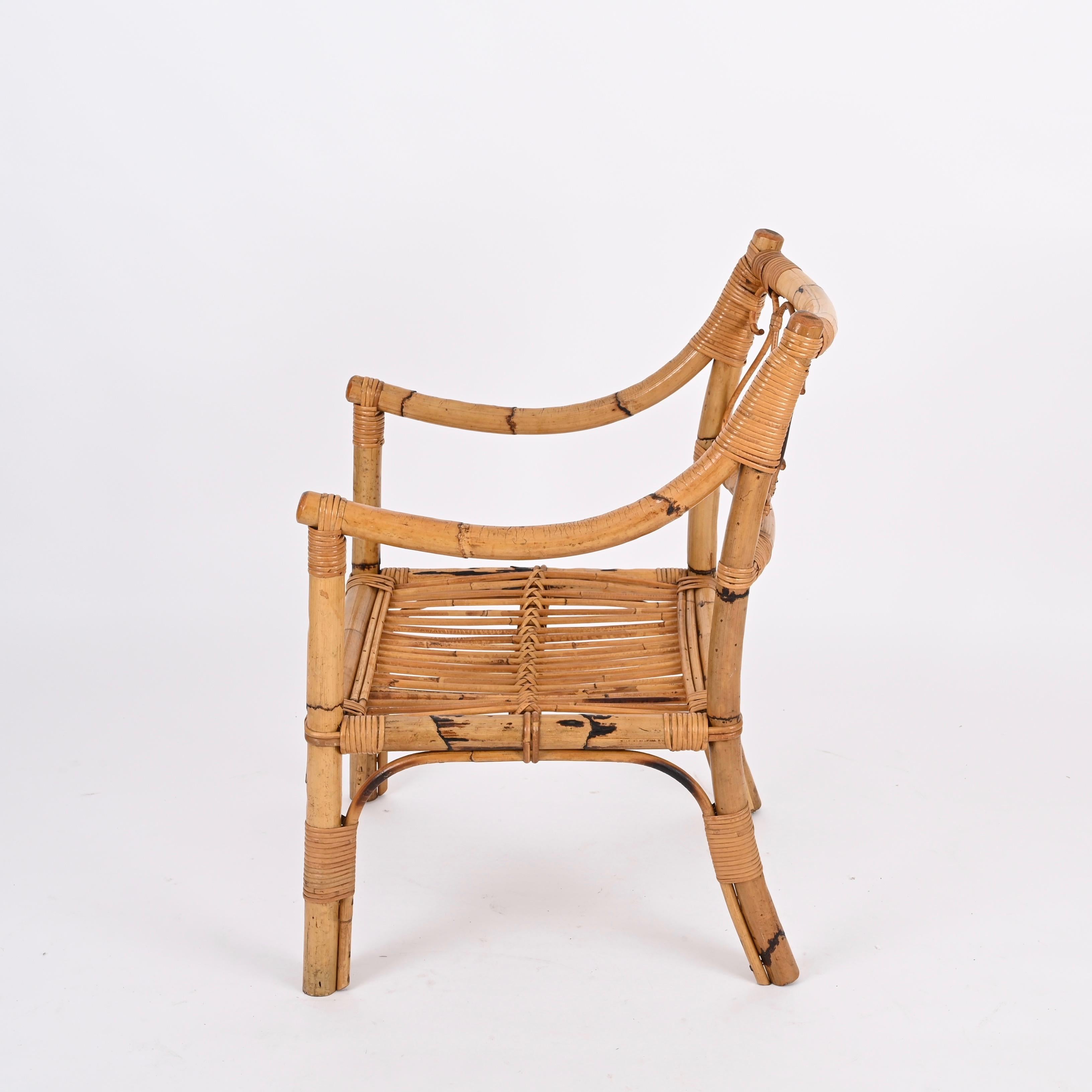 Paire de fauteuils Vivai del Sud du milieu du siècle en bambou et rotin, Italie 1970 en vente 4