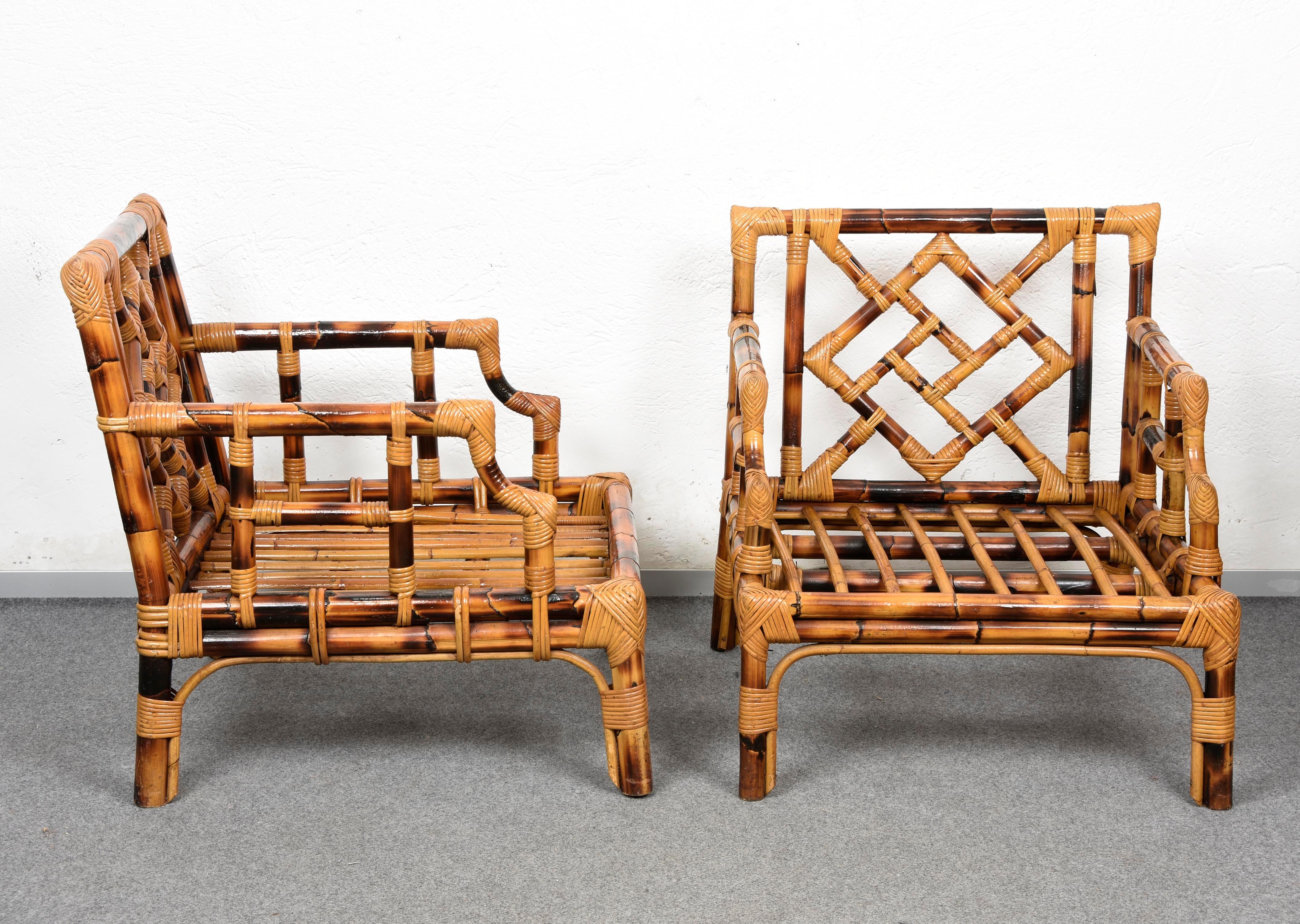 Pair of Vivai del Sud Mid-Century Modern Italian Bamboo Armchairs, 1970s 7
