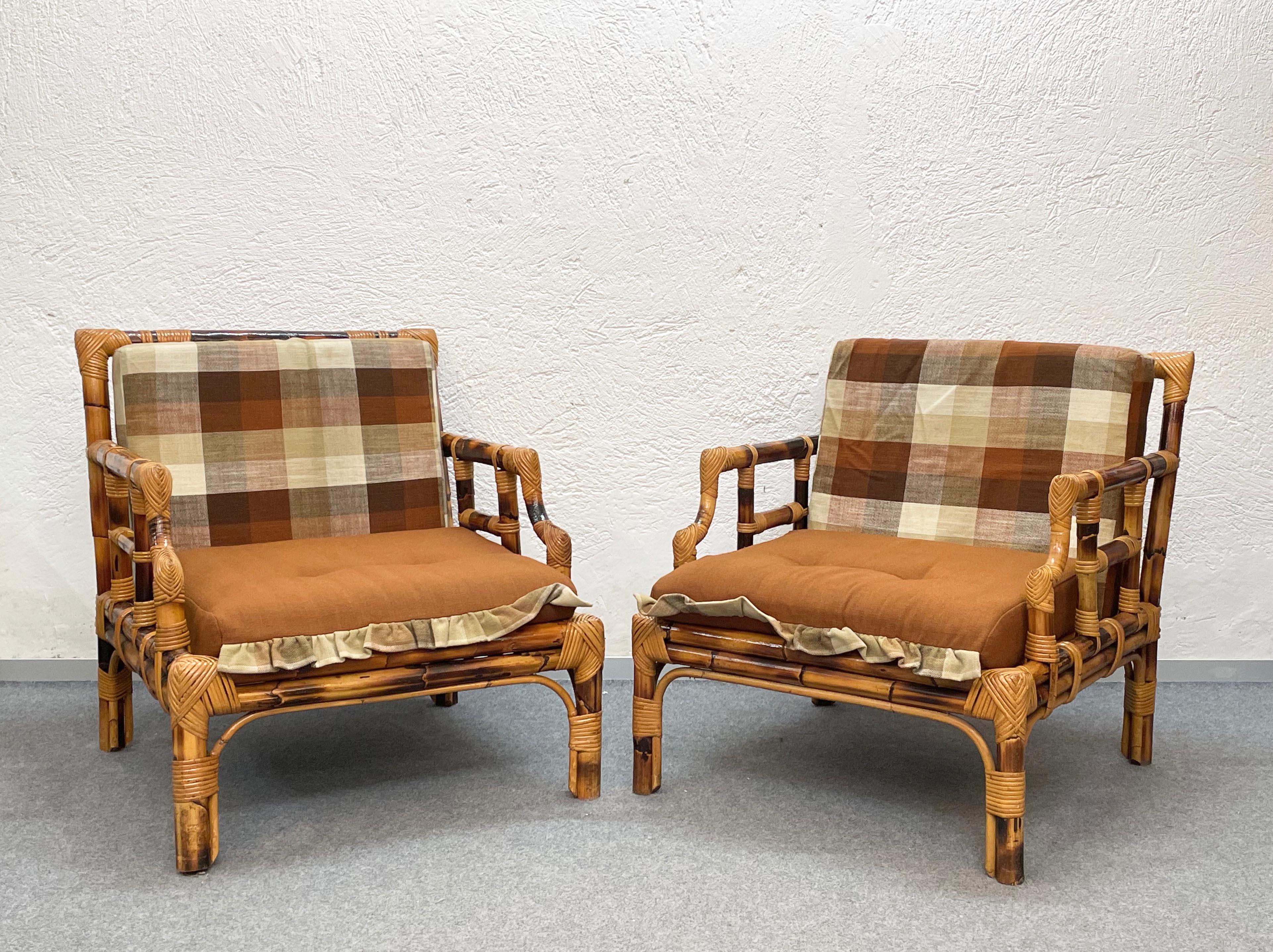 Pair of Vivai del Sud Mid-Century Modern Italian Bamboo Armchairs, 1970s 9