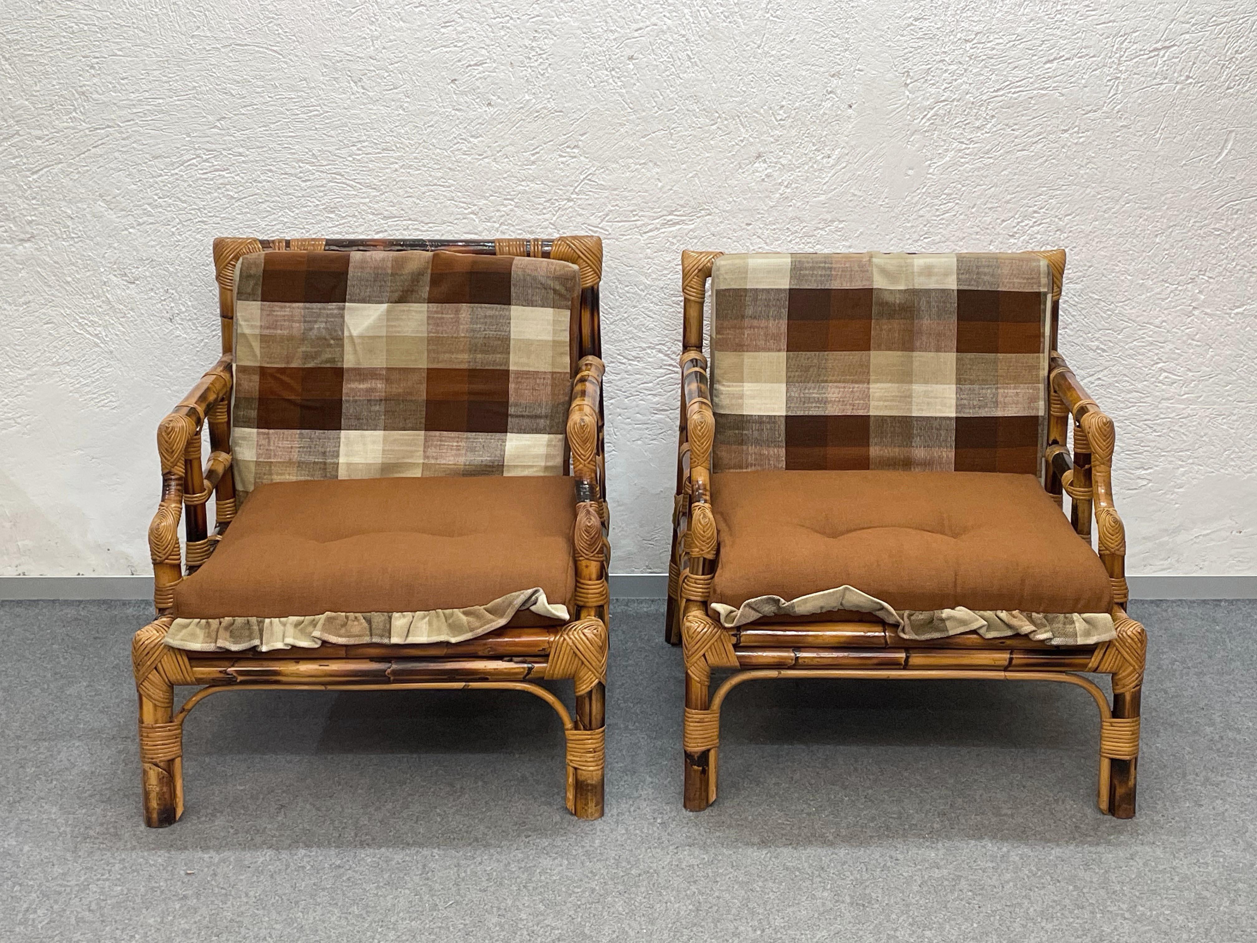 Pair of Vivai del Sud Mid-Century Modern Italian Bamboo Armchairs, 1970s 11