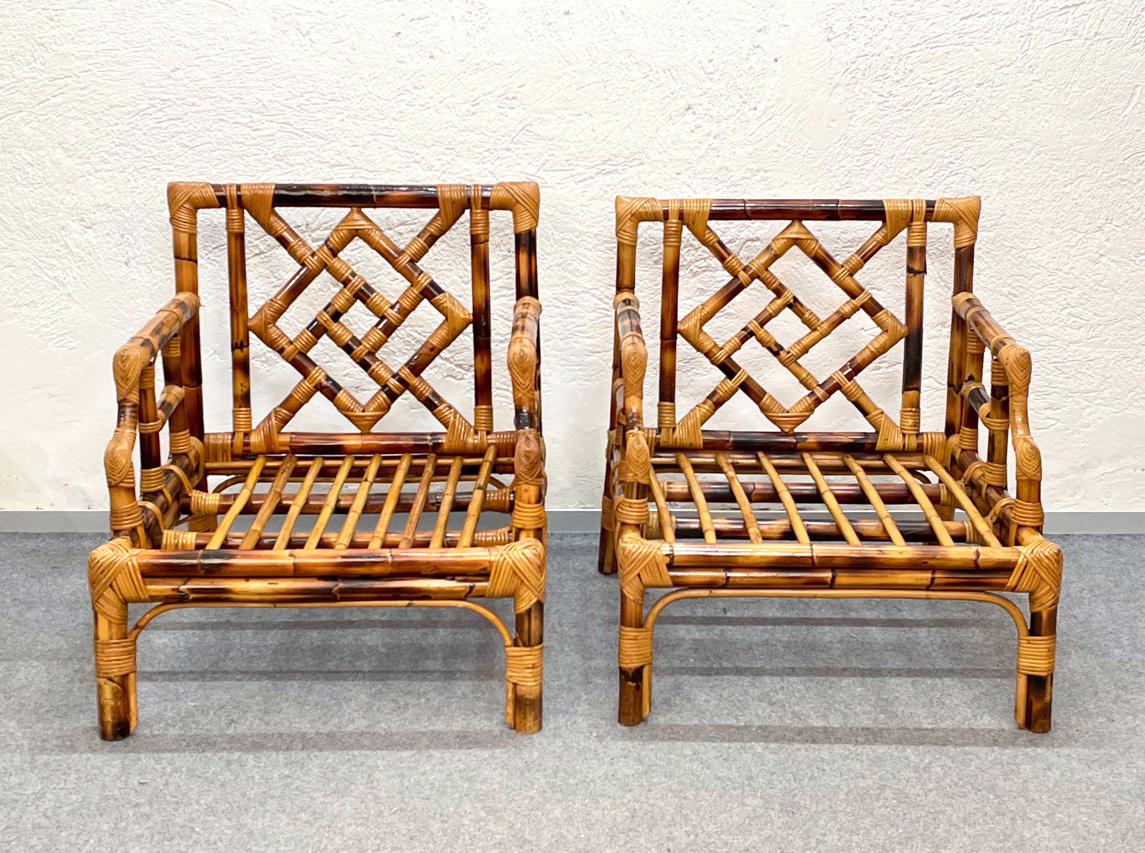 Pair of Vivai del Sud Mid-Century Modern Italian Bamboo Armchairs, 1970s 13