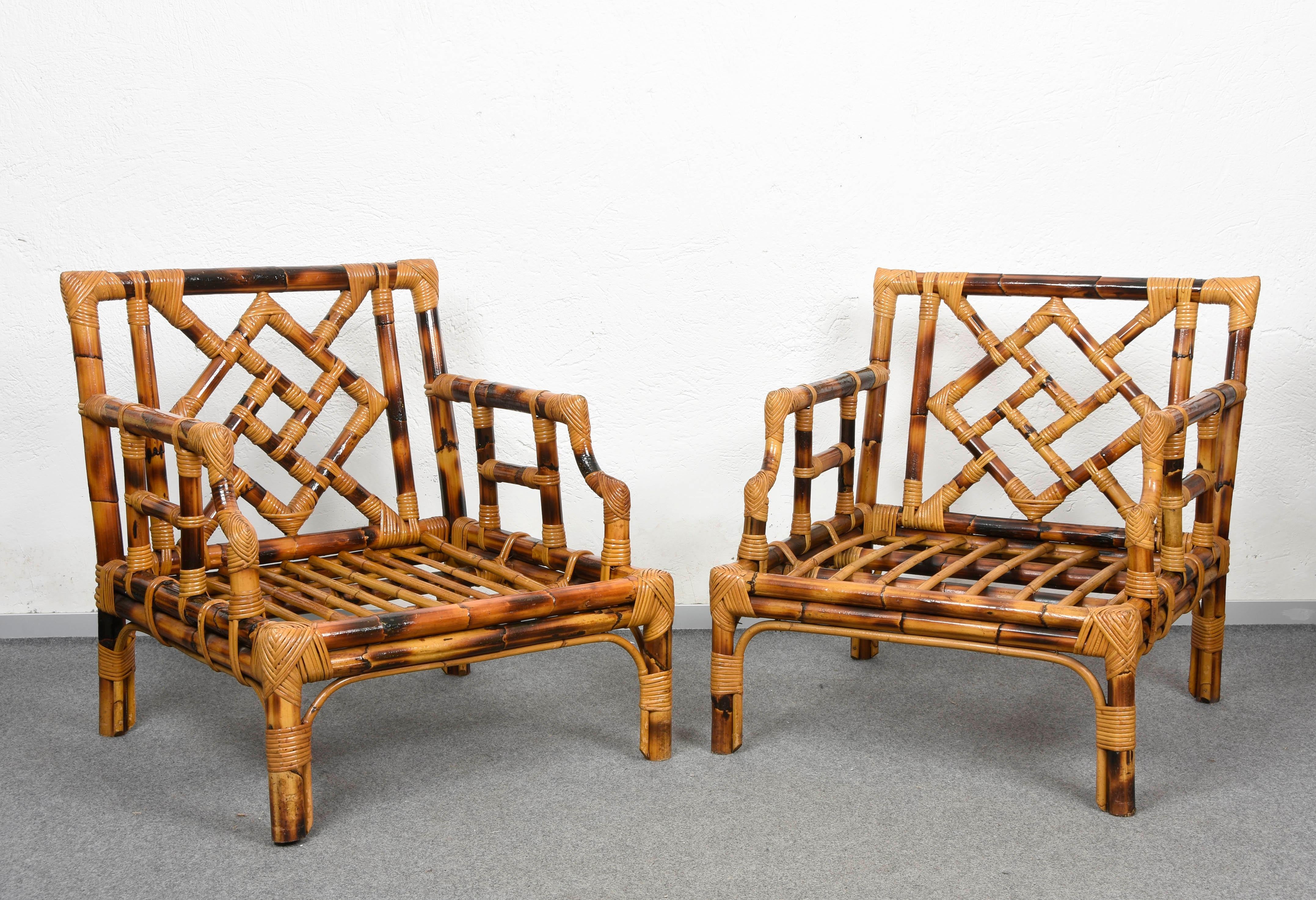 Pair of Vivai del Sud Mid-Century Modern Italian Bamboo Armchairs, 1970s 2