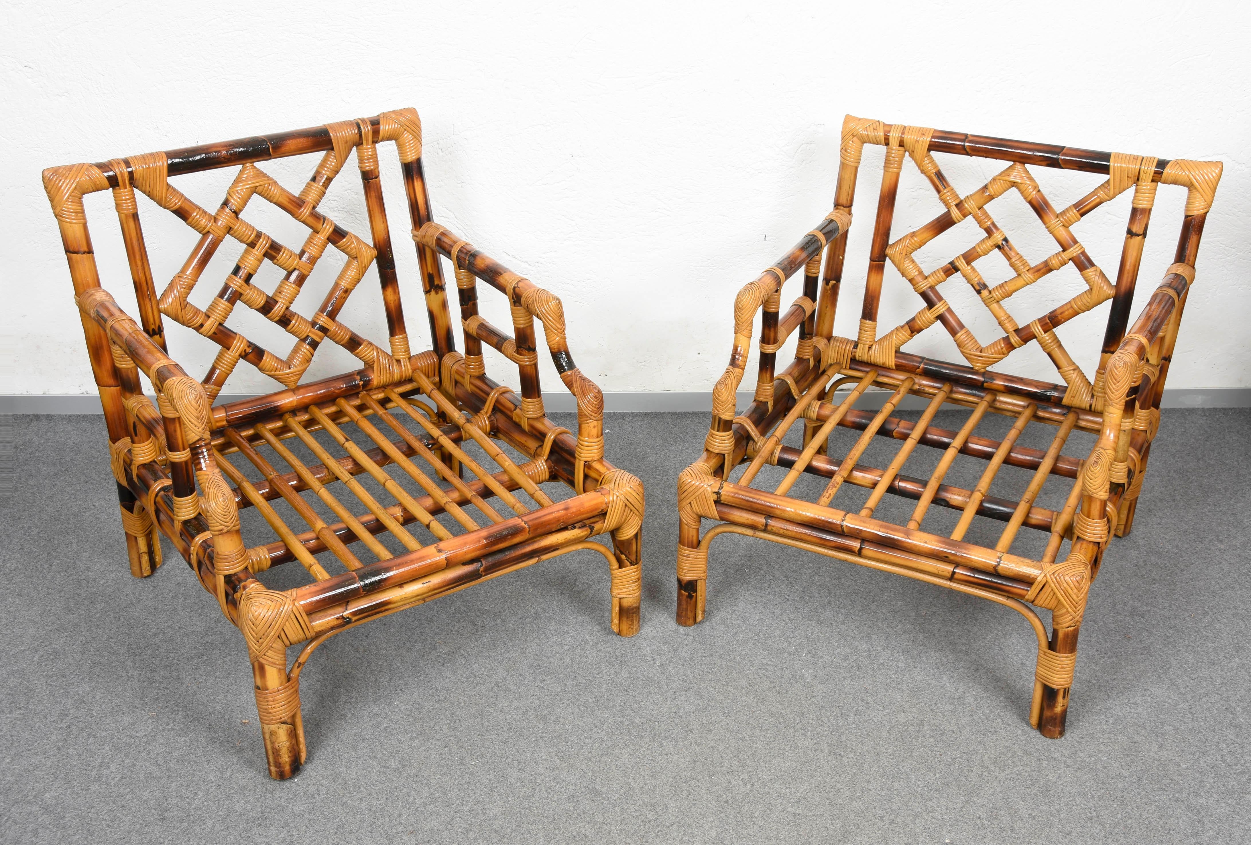 Pair of Vivai del Sud Mid-Century Modern Italian Bamboo Armchairs, 1970s 3