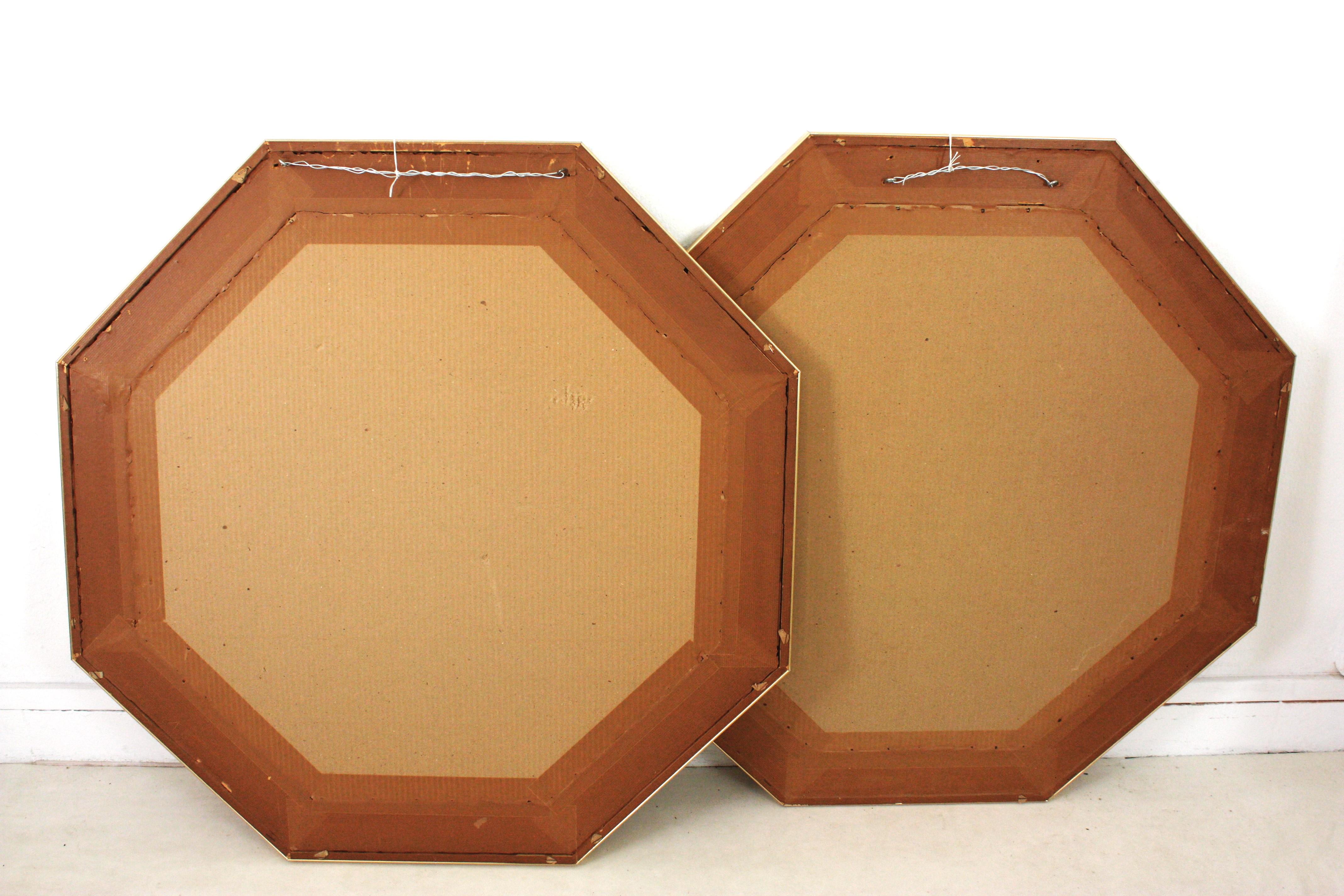 Paire de miroirs octogonaux Vivai Del Sud en rotin et roseau en vente 6