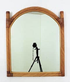 Vivai del Sud Rattan Pencil Reed Mirror with Arch Top, Two Avaliable