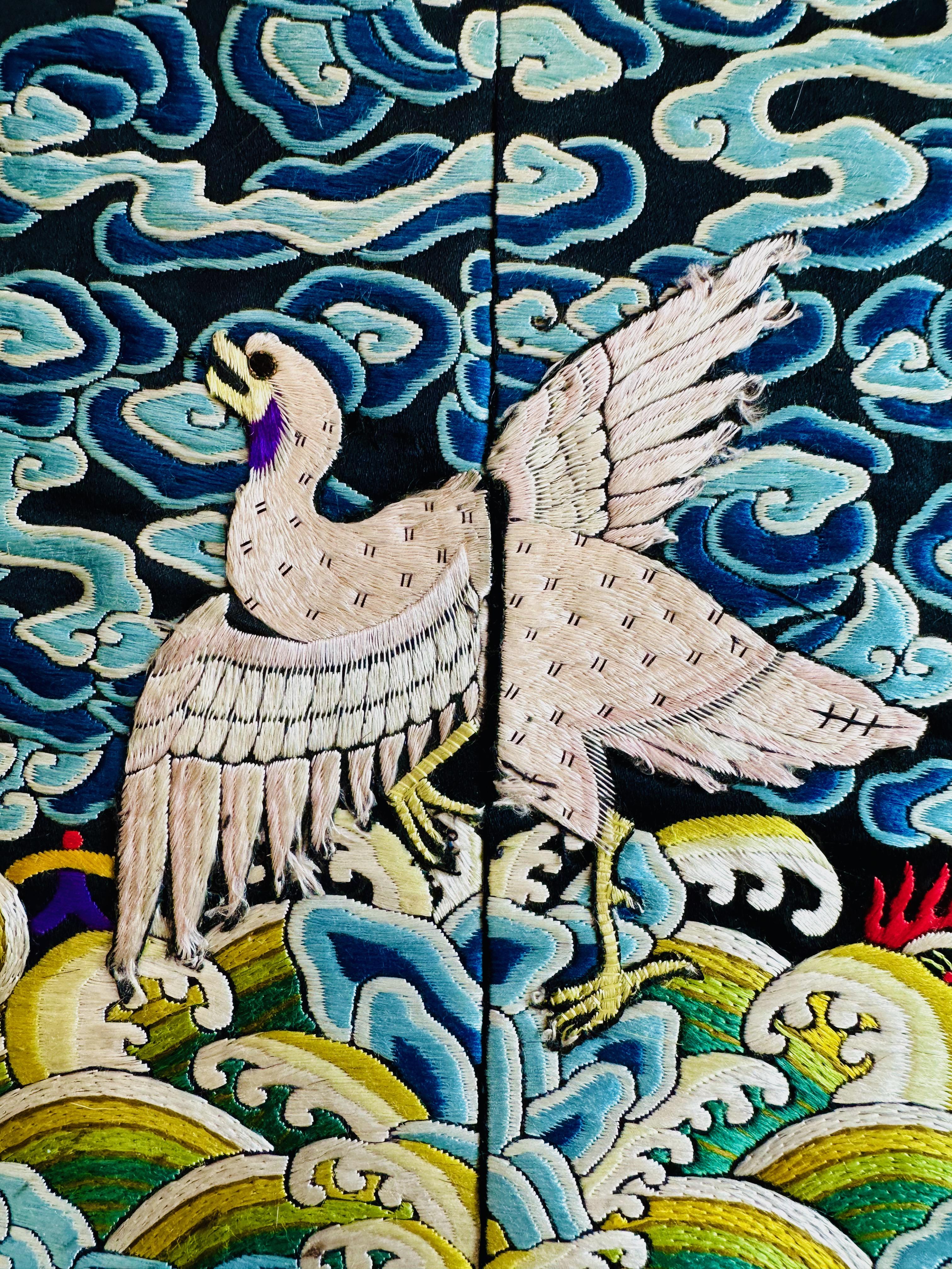 Pair of 19th Century Civil Rank Badges with Egrets (Sixth Rank) For Sale 8