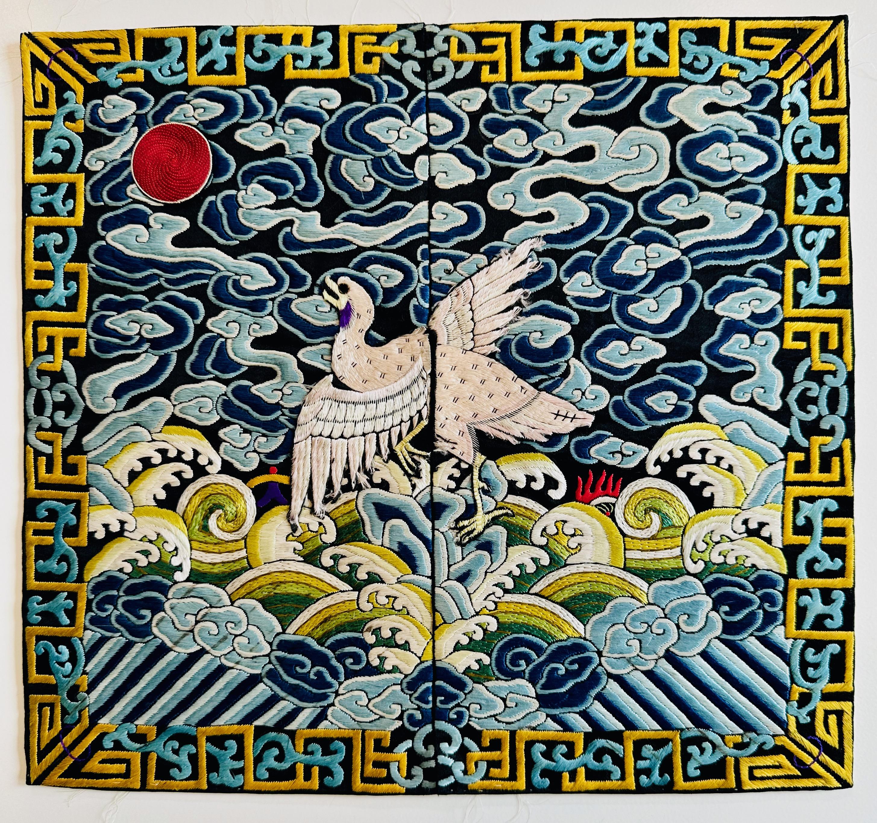 Pair of 19th Century Civil Rank Badges with Egrets (Sixth Rank) For Sale 9