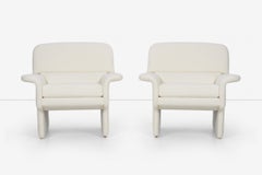 Pair of Vladimir Attributed Lounge Chairs and Ottomans