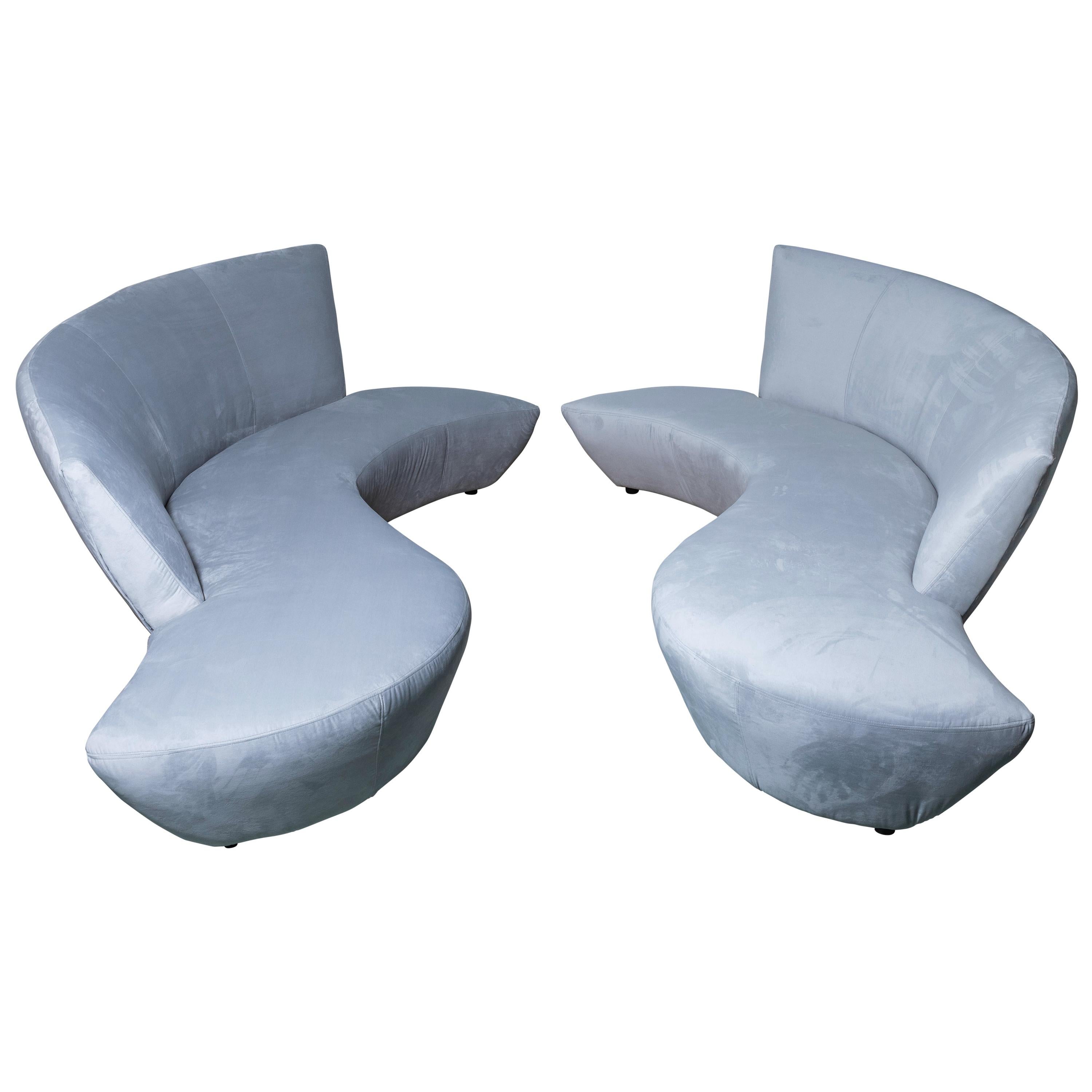 Pair of Vladimir Kagan Bilbao Serpentine Sofas For Sale