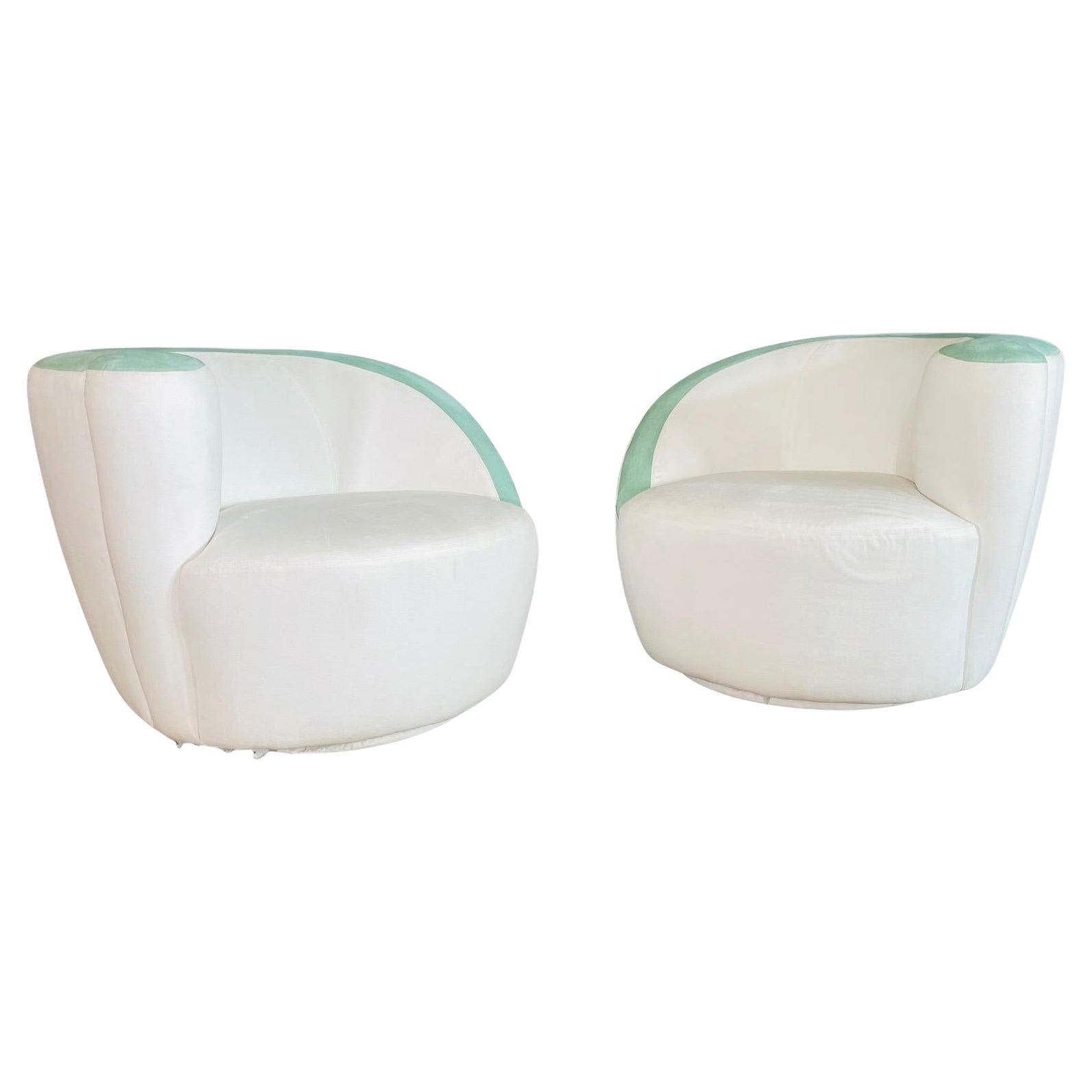 Pair of Vladimir Kagan Corkscrew Nautilus Swiveling Chairs