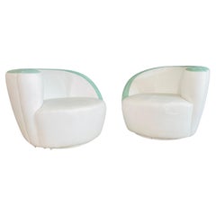 Paire de chaises pivotantes Nautilus de Vladimir Kagan en broussin de serrage