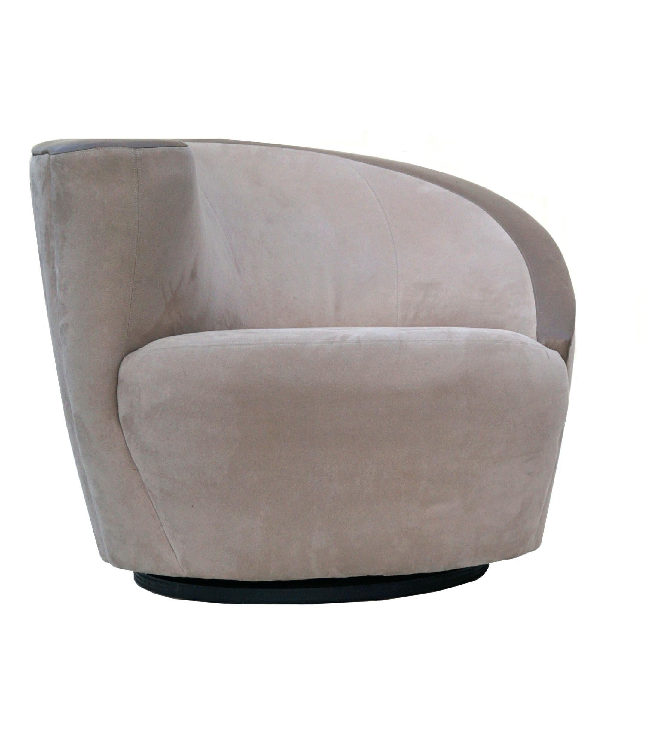 Pair of Vladimir Kagan corkscrew swivel chairs for Directional. If you are in the New Jersey , New York City Metro Area , please contact us with your delivery zip code, as we may be able to deliver curbside for less than the calculated White Glove