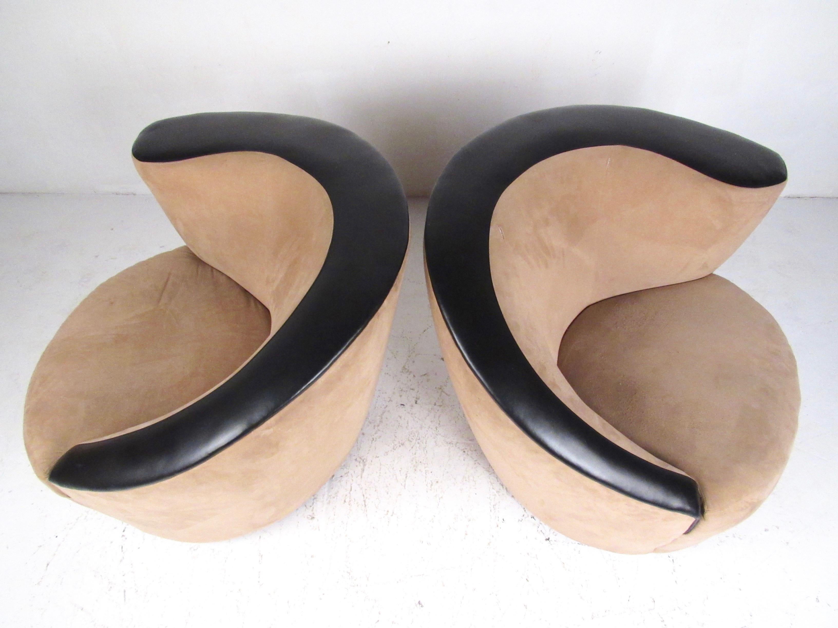 Upholstery Pair of Vladimir Kagan Corkscrew Swivel Chairs for Directional