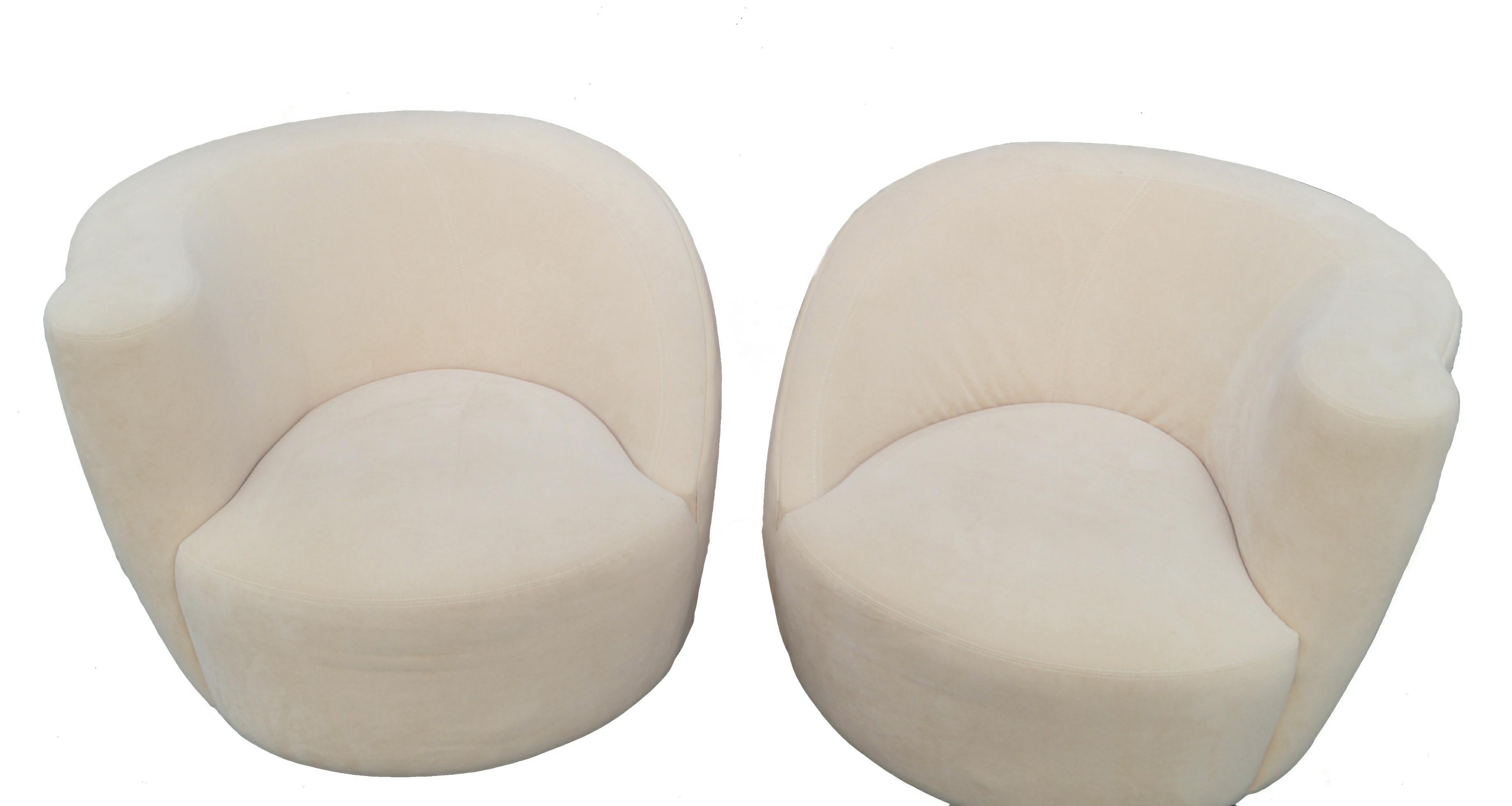 Pair of corkscrew swivel lounge chairs armchairs attributed to Vladimir Kagan