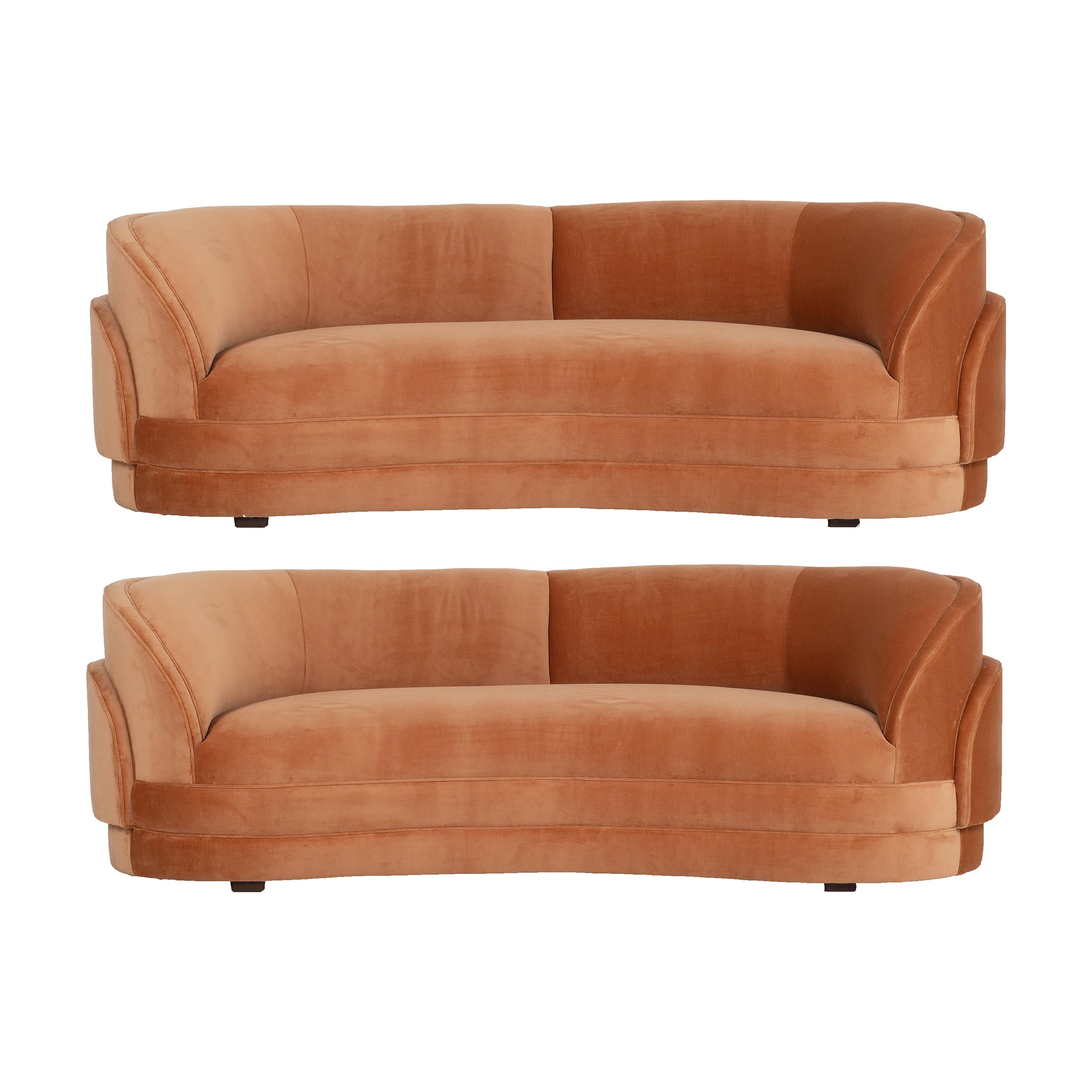 Pair of Mid-Century Style Curved Sofas