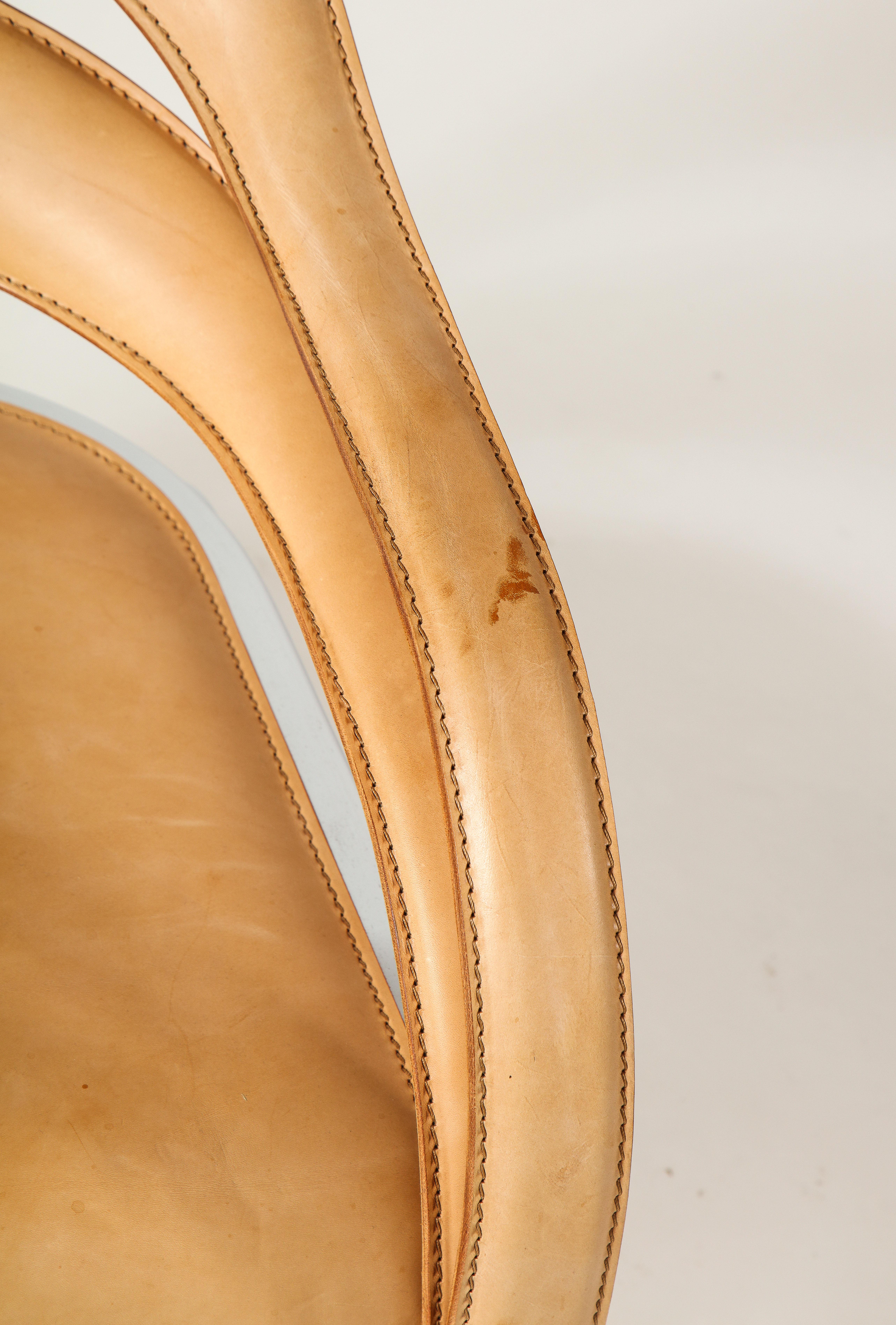 Pair of Vladimir Kagan Fettucini Lounge Chair in Sienna Leather Seats For Sale 9