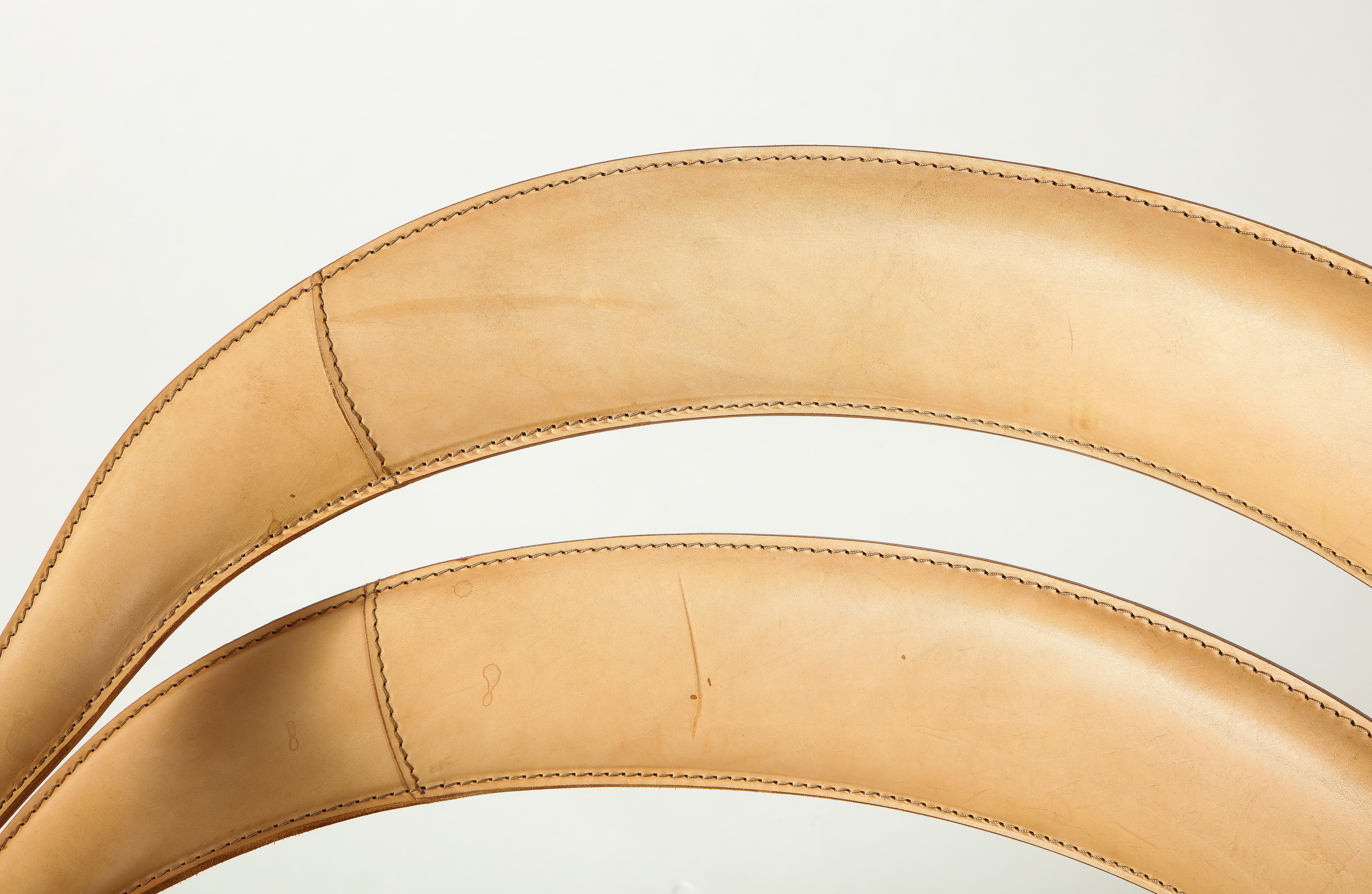 Pair of Vladimir Kagan Fettucini Lounge Chair in Sienna Leather Seats For Sale 11