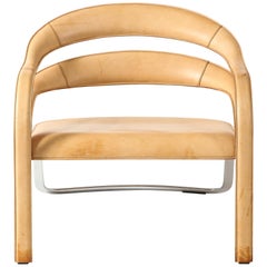 Pair of Vladimir Kagan Fettucini Lounge Chair in Sienna Leather Seats