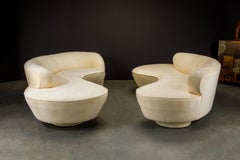 Pair of Vladimir Kagan for Directional 'Cloud' Sofas w Lucite Pane, 1980s Signed