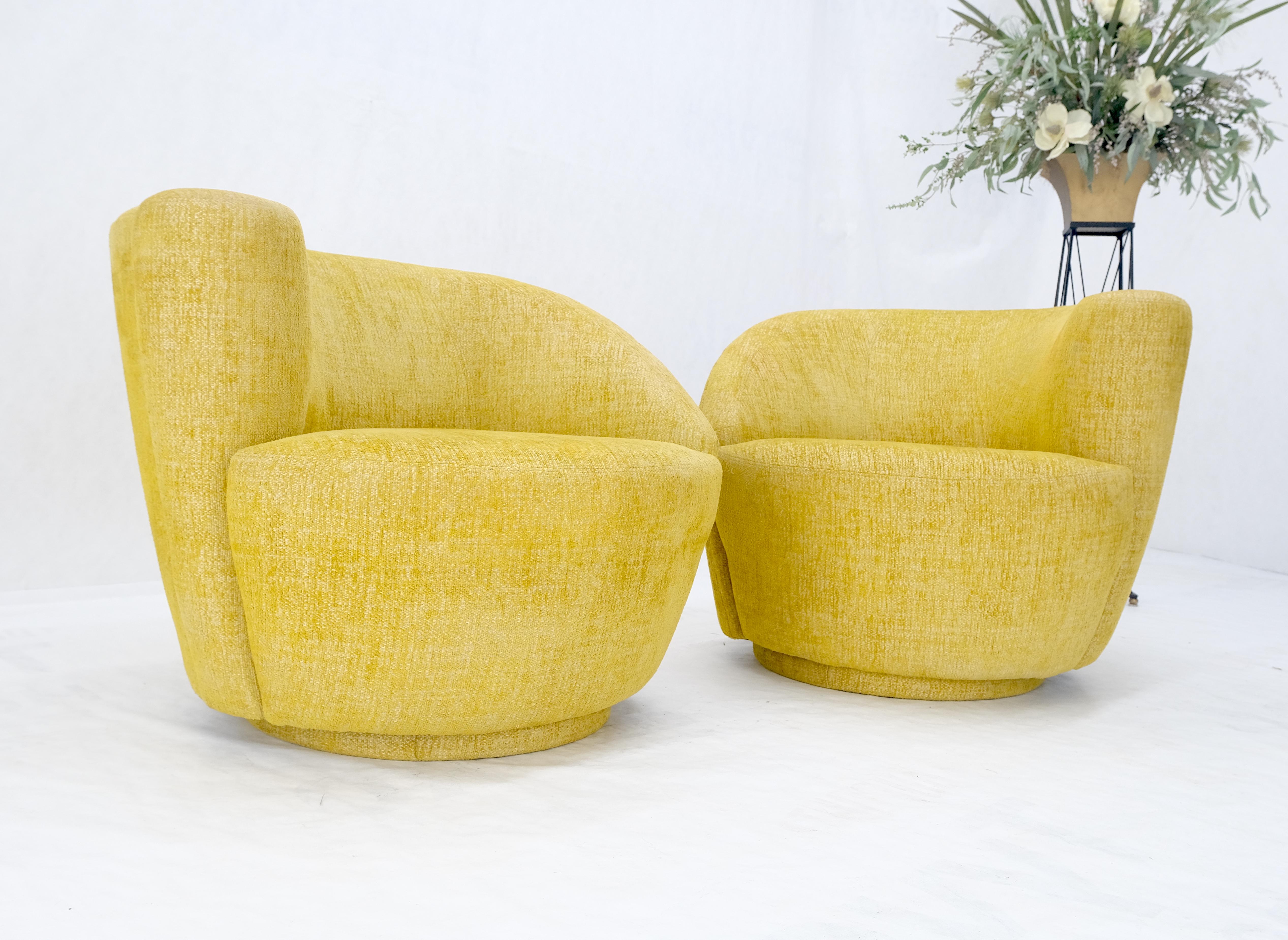 Pair of Vladimir Kagan for Directional Nautilus Chairs Yellow Gold MINT! For Sale 2