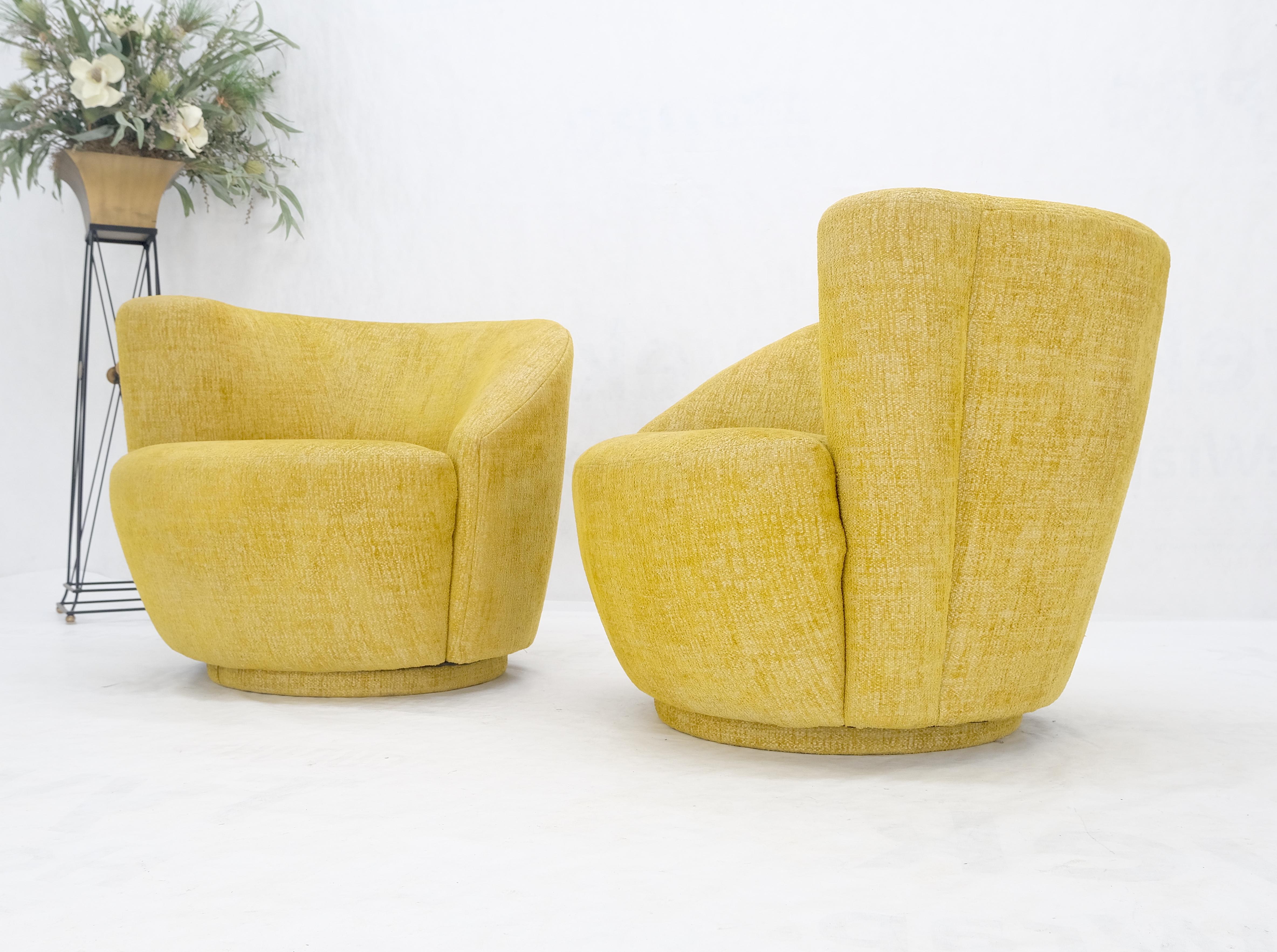 Pair of Vladimir Kagan for Directional Nautilus Chairs Yellow Gold MINT! For Sale 4
