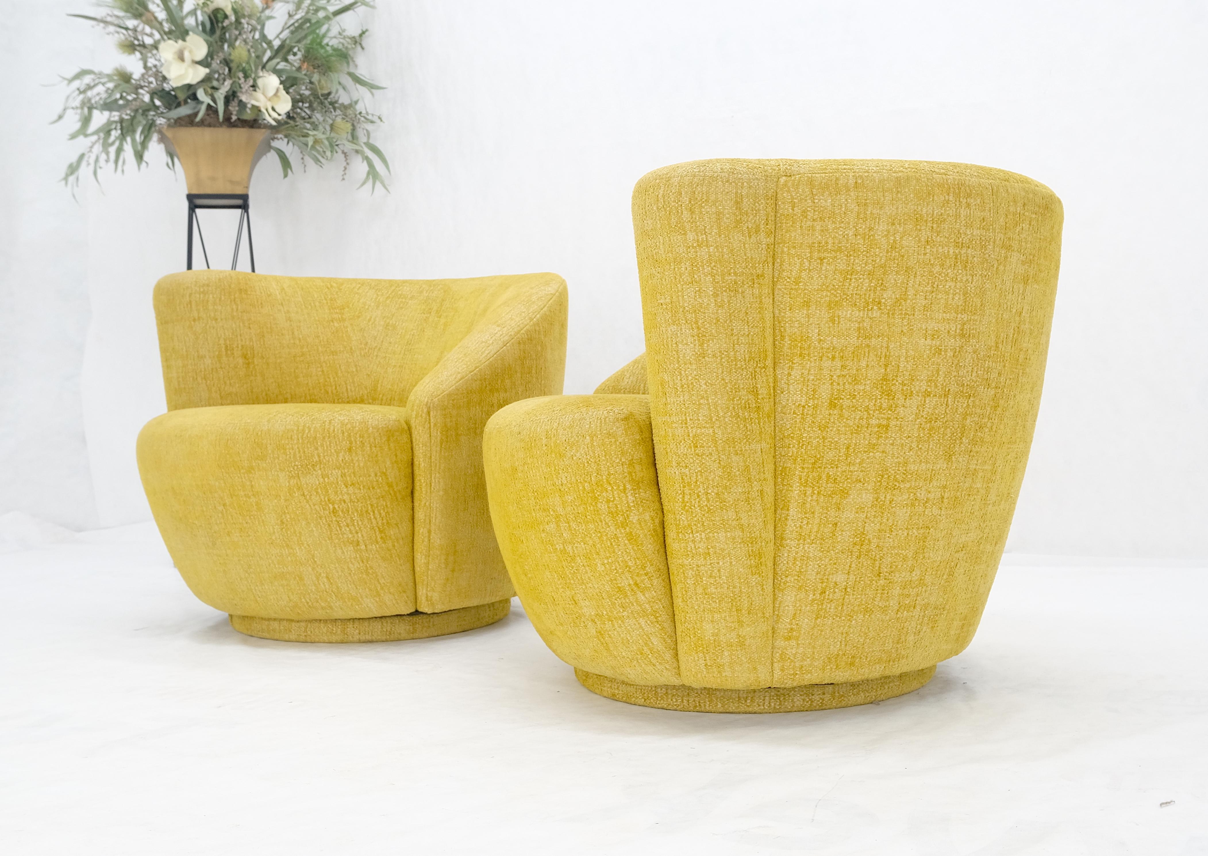 Pair of Vladimir Kagan for Directional Nautilus Chairs Yellow Gold MINT! For Sale 5