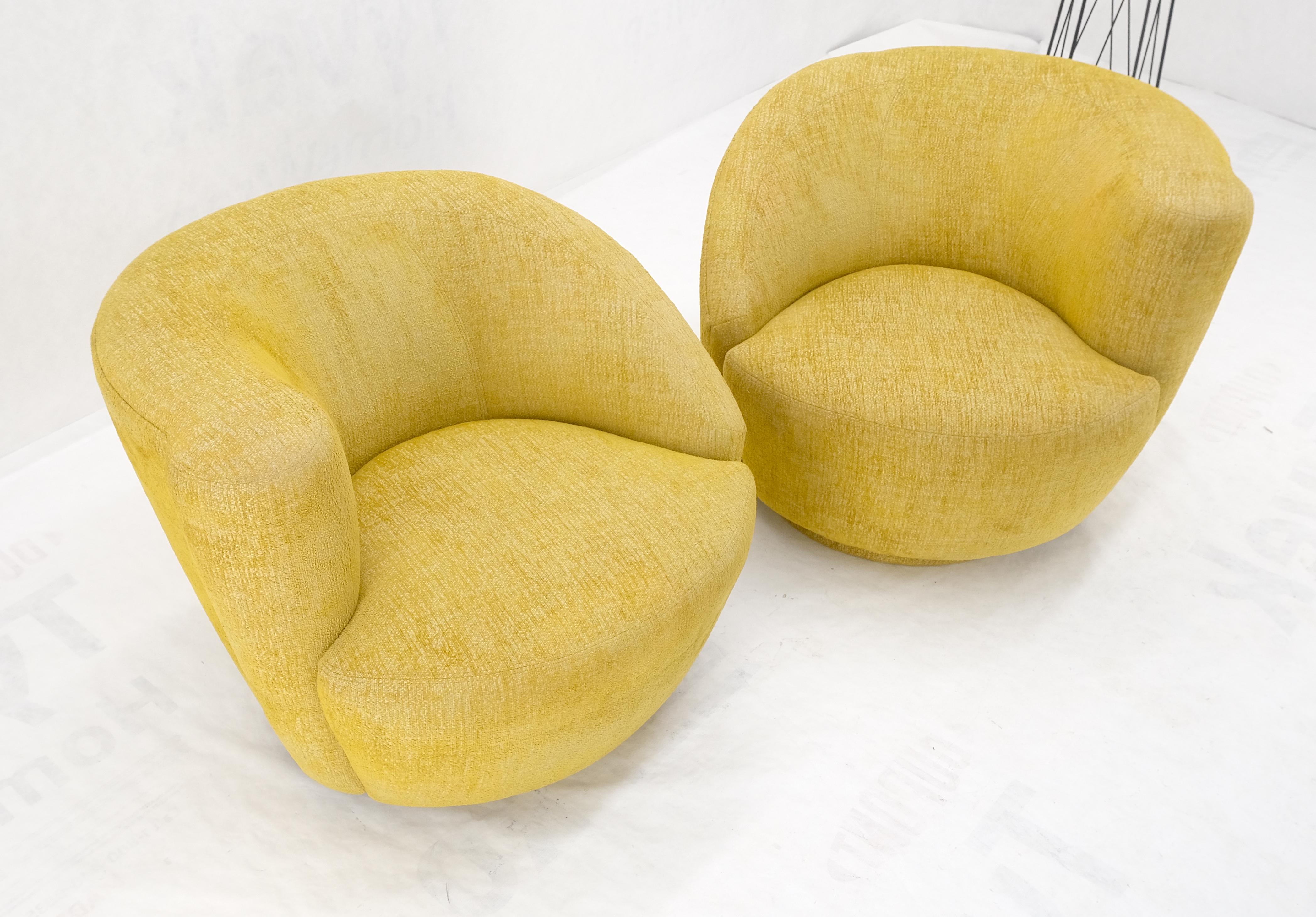 American Pair of Vladimir Kagan for Directional Nautilus Chairs Yellow Gold MINT! For Sale