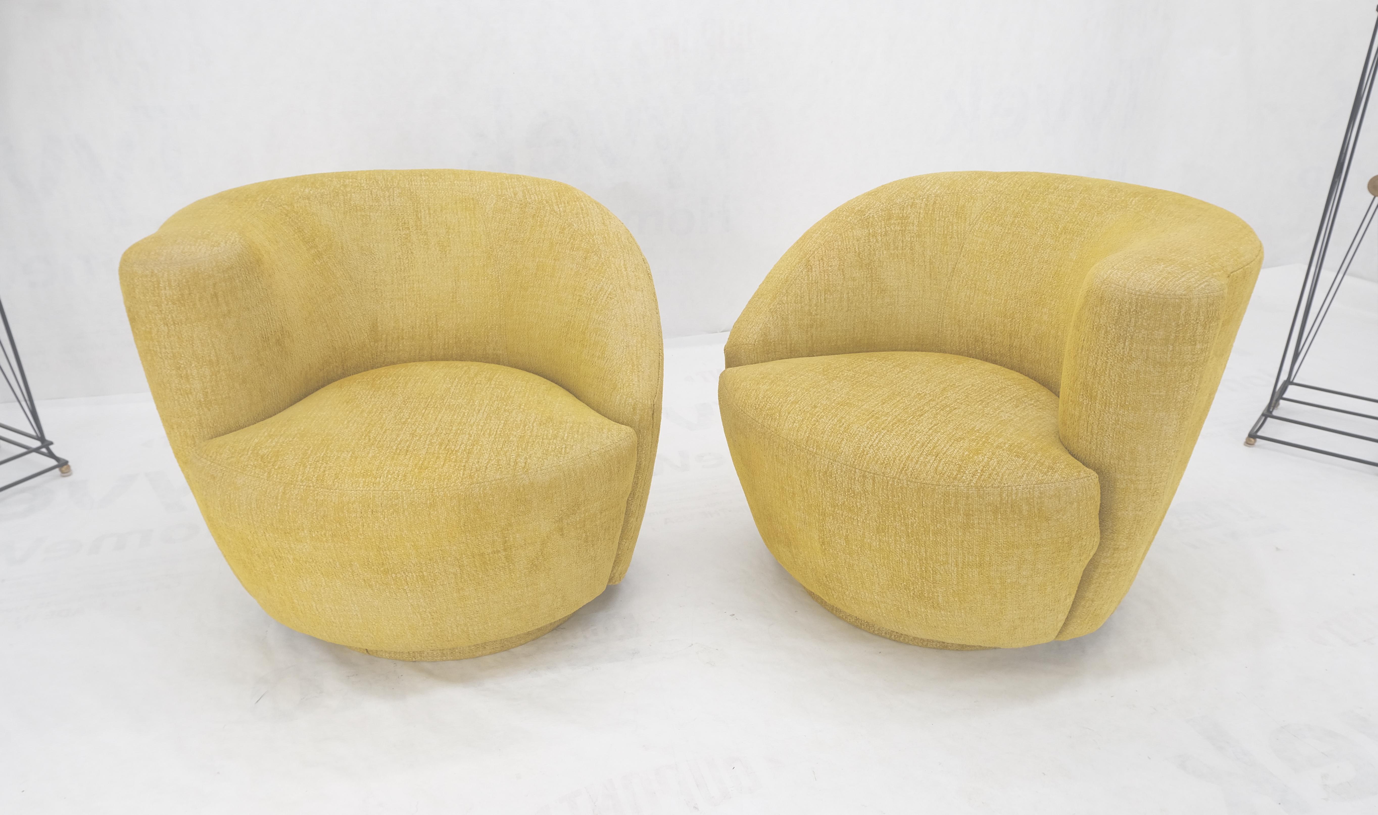 20th Century Pair of Vladimir Kagan for Directional Nautilus Chairs Yellow Gold MINT! For Sale
