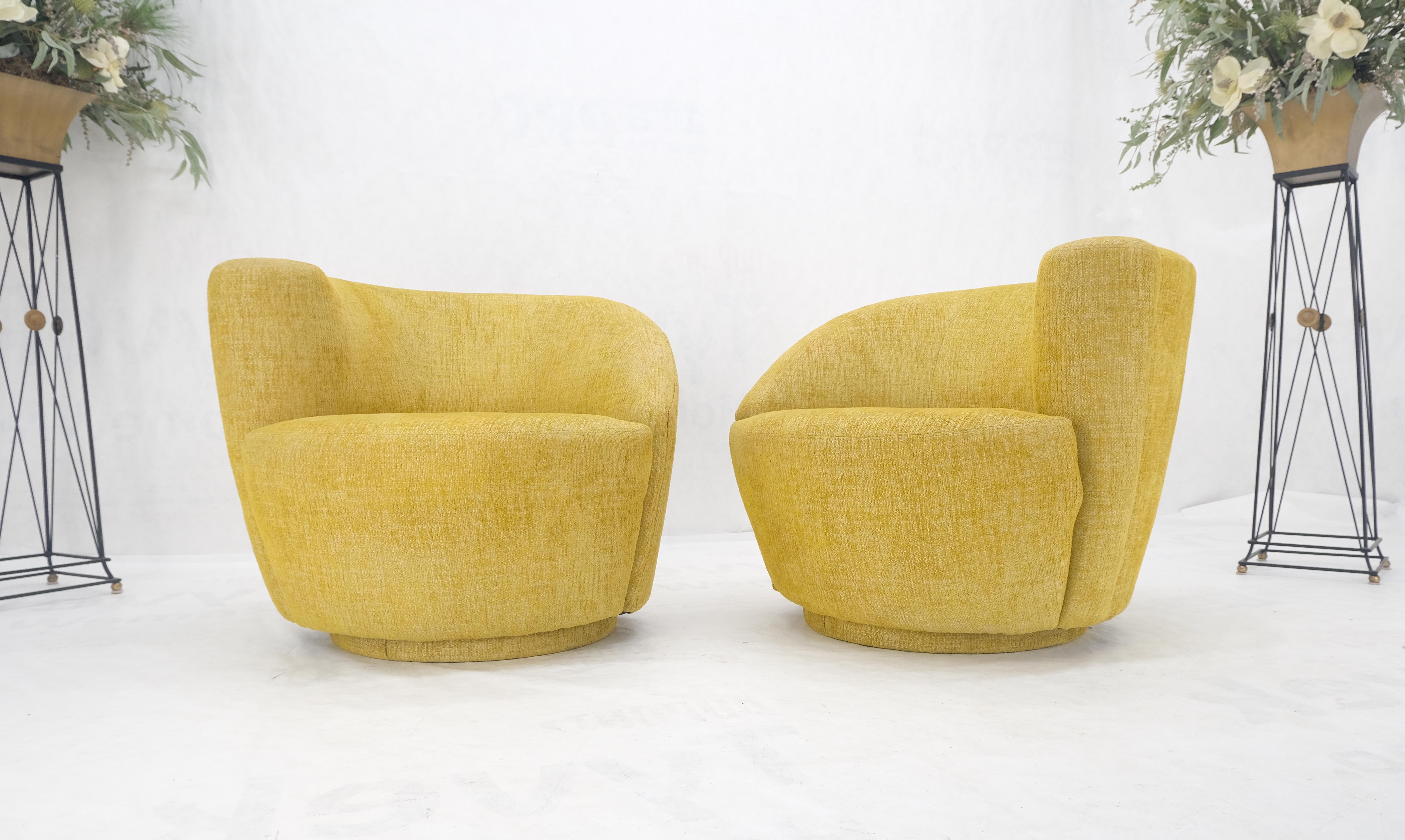 Upholstery Pair of Vladimir Kagan for Directional Nautilus Chairs Yellow Gold MINT! For Sale