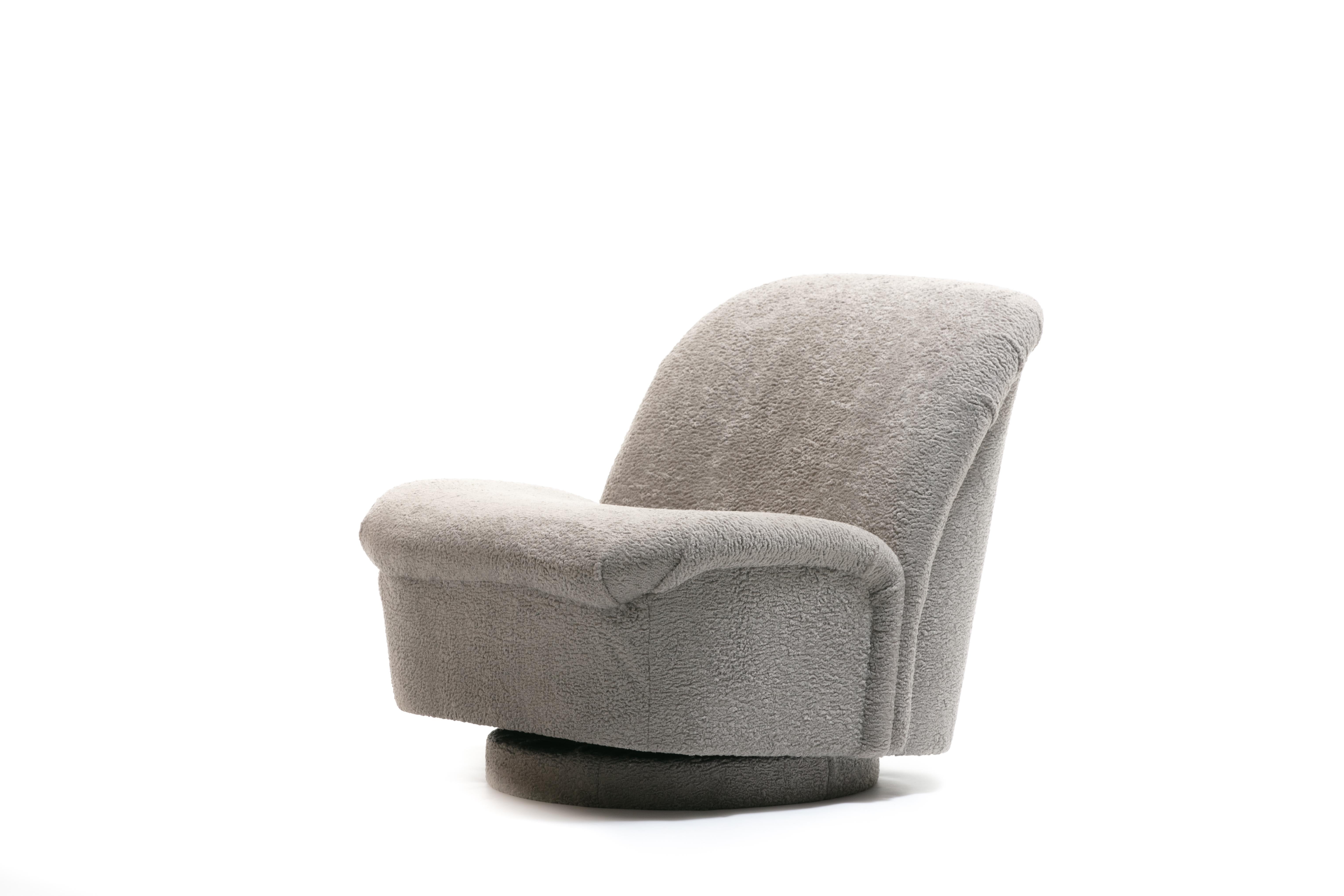 Pair of Vladimir Kagan for Directional Swivel Lounge Chairs in Faux Persian Lamb 4