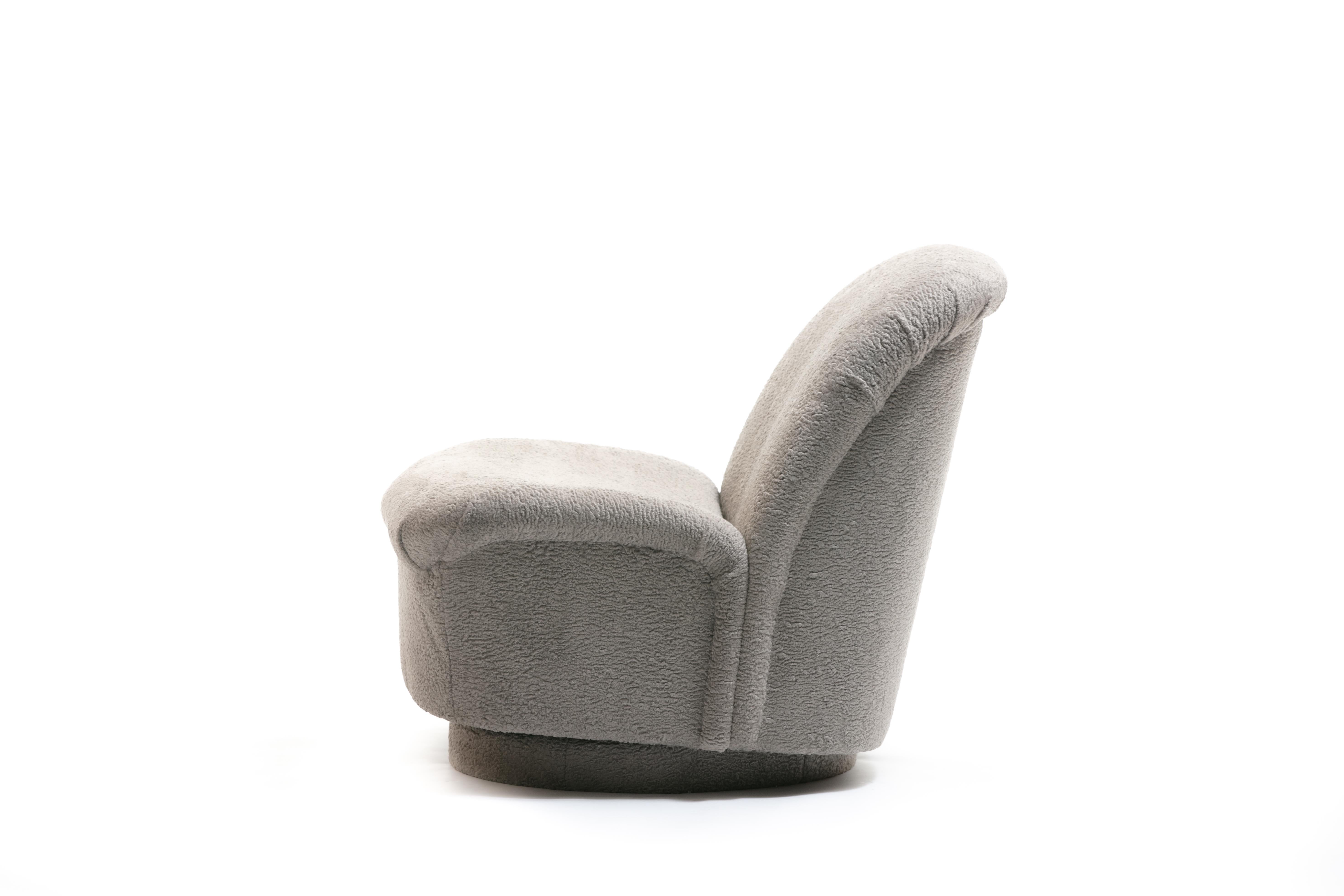 Pair of Vladimir Kagan for Directional Swivel Lounge Chairs in Faux Persian Lamb 5