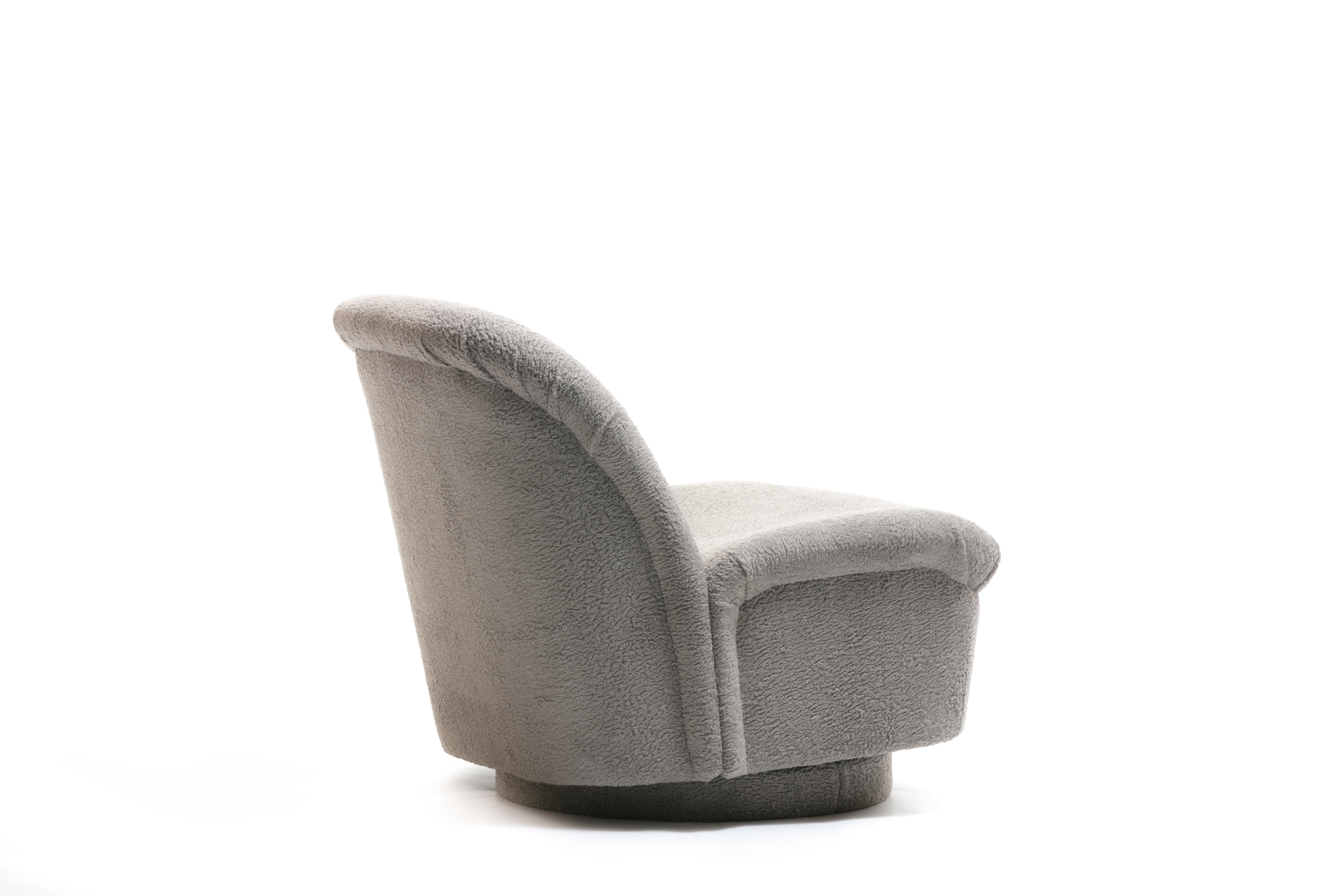 Pair of Vladimir Kagan for Directional Swivel Lounge Chairs in Faux Persian Lamb 7