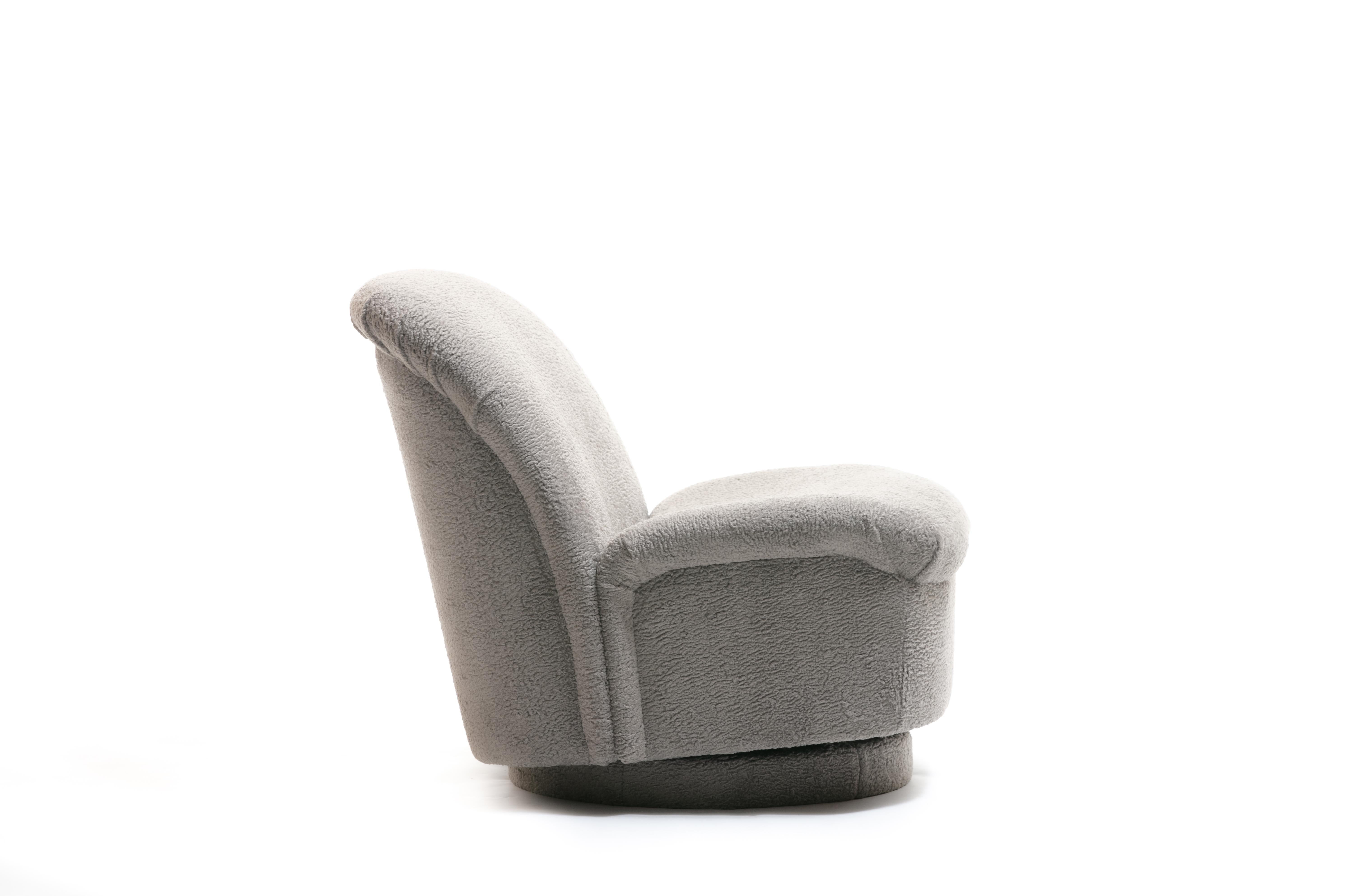 Pair of Vladimir Kagan for Directional Swivel Lounge Chairs in Faux Persian Lamb 8