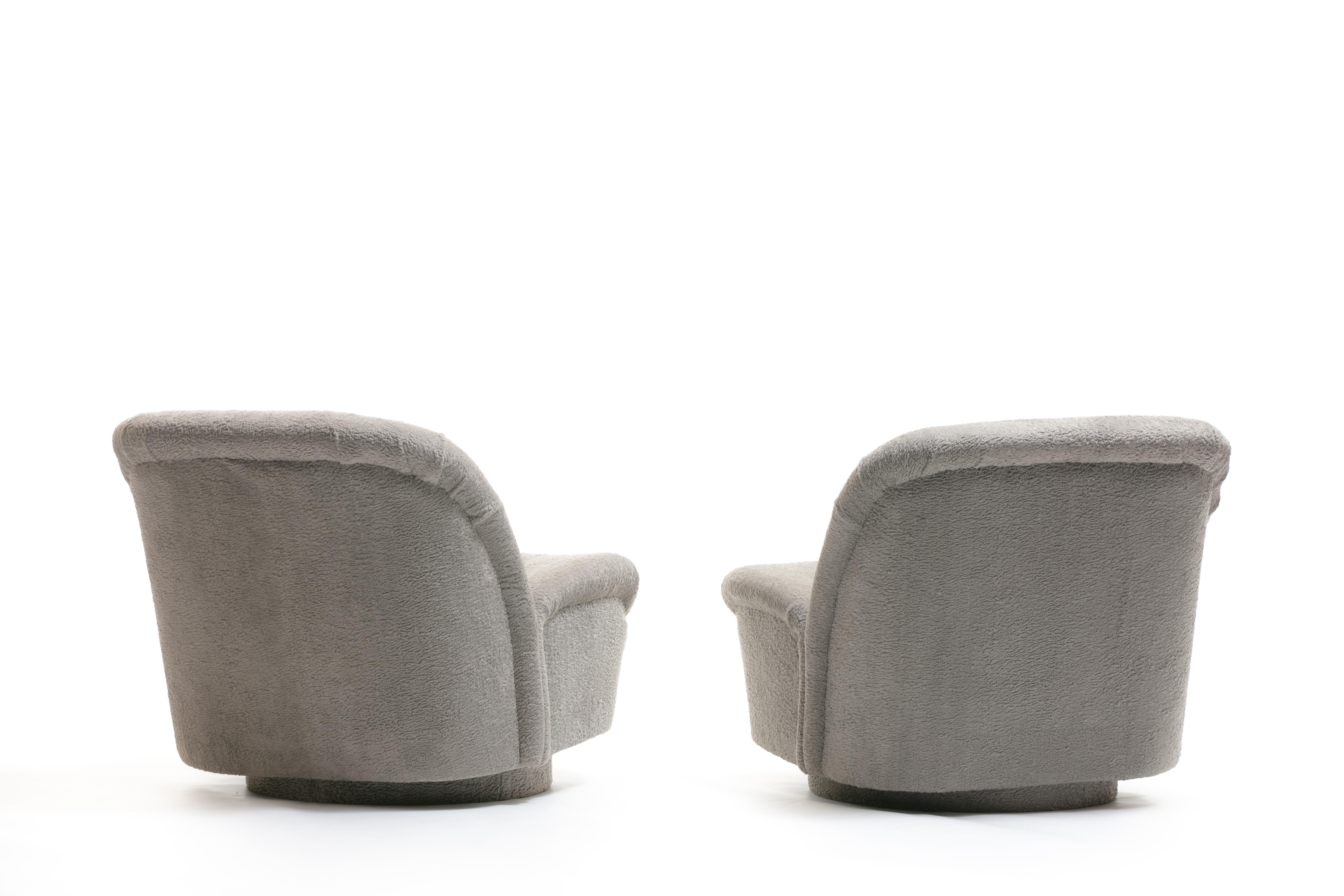 Pair of Vladimir Kagan for Directional Swivel Lounge Chairs in Faux Persian Lamb In Good Condition In Saint Louis, MO